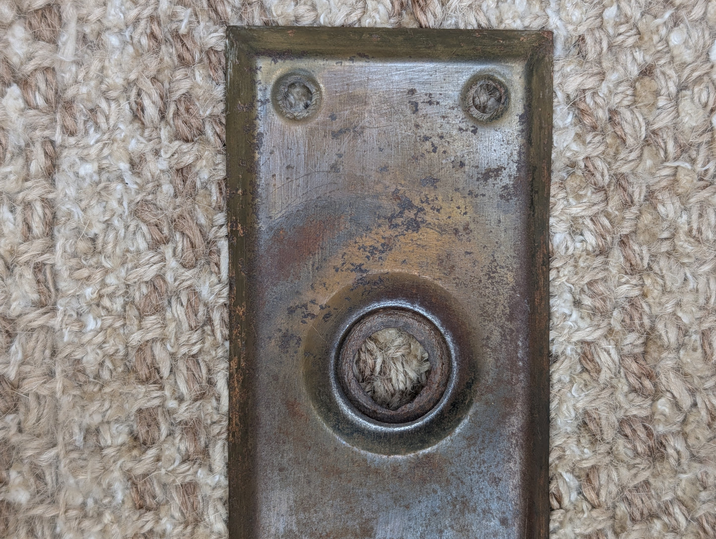2 3/16" x 6 15/16" Antique Steel Door Knob Plate