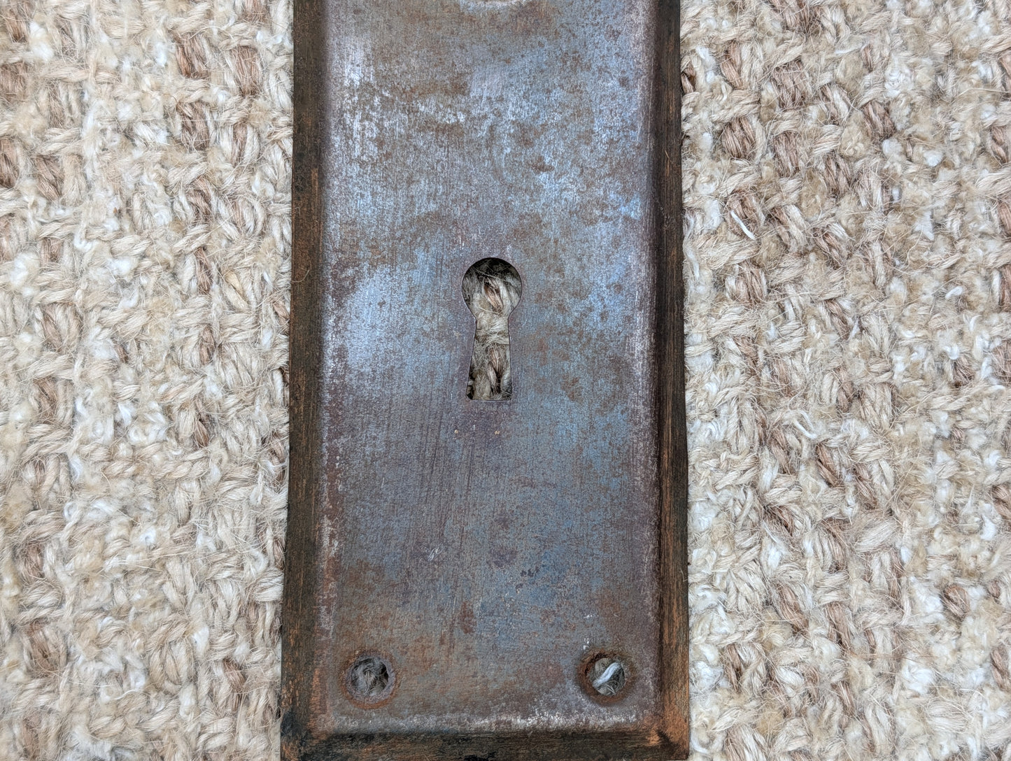 2 3/16" x 6 15/16" Antique Steel Door Knob Plate