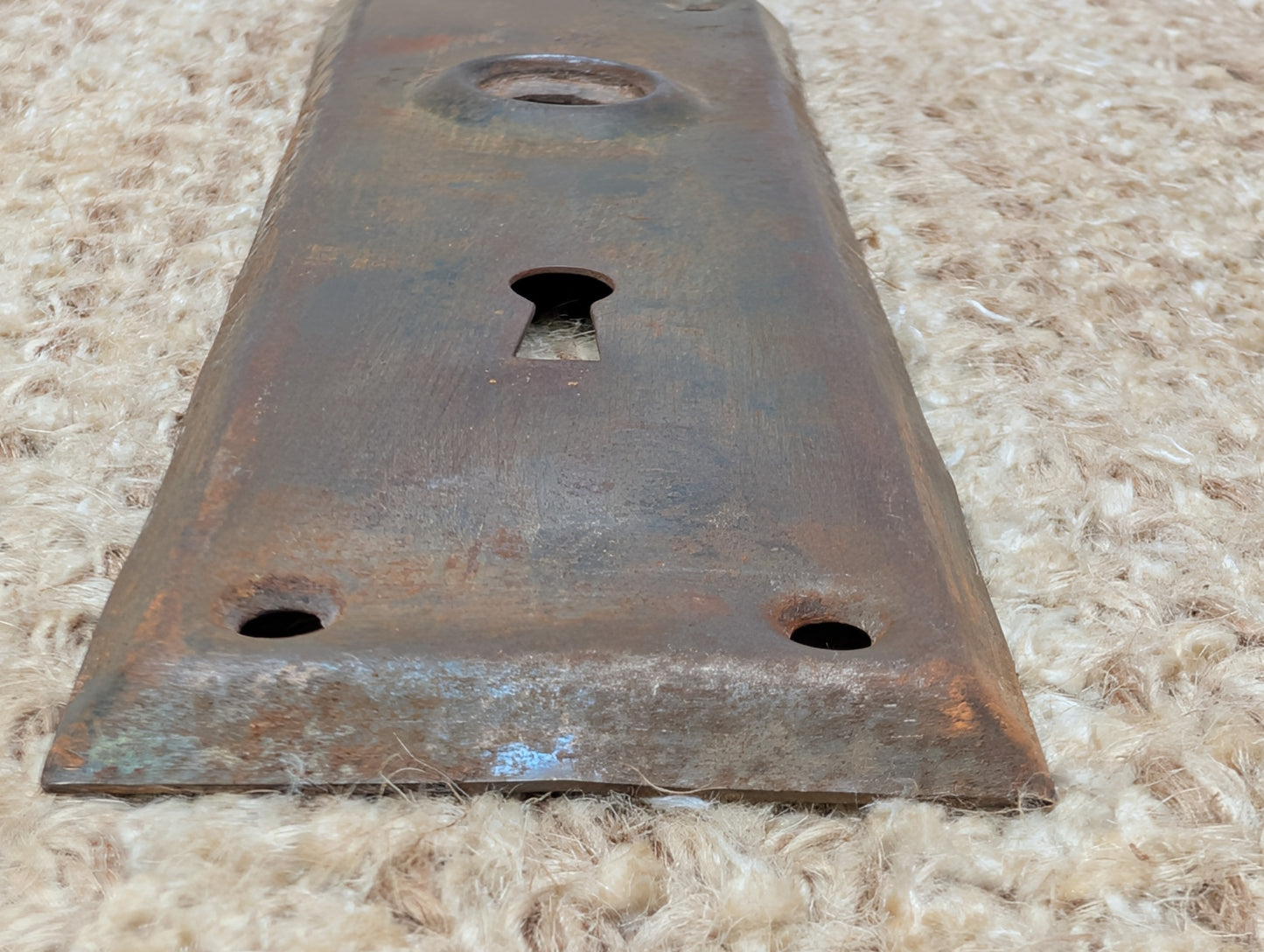 2 3/16" x 6 15/16" Antique Steel Door Knob Plate