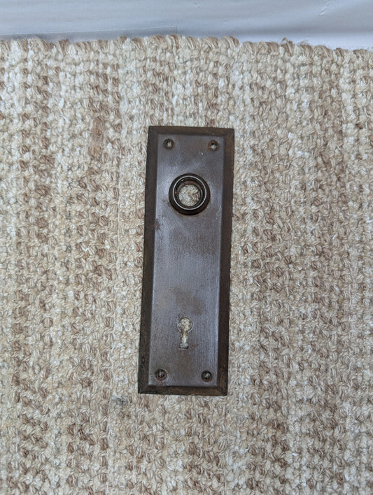2 1/4" x 6 7/8" Antique Steel Door Knob Plate