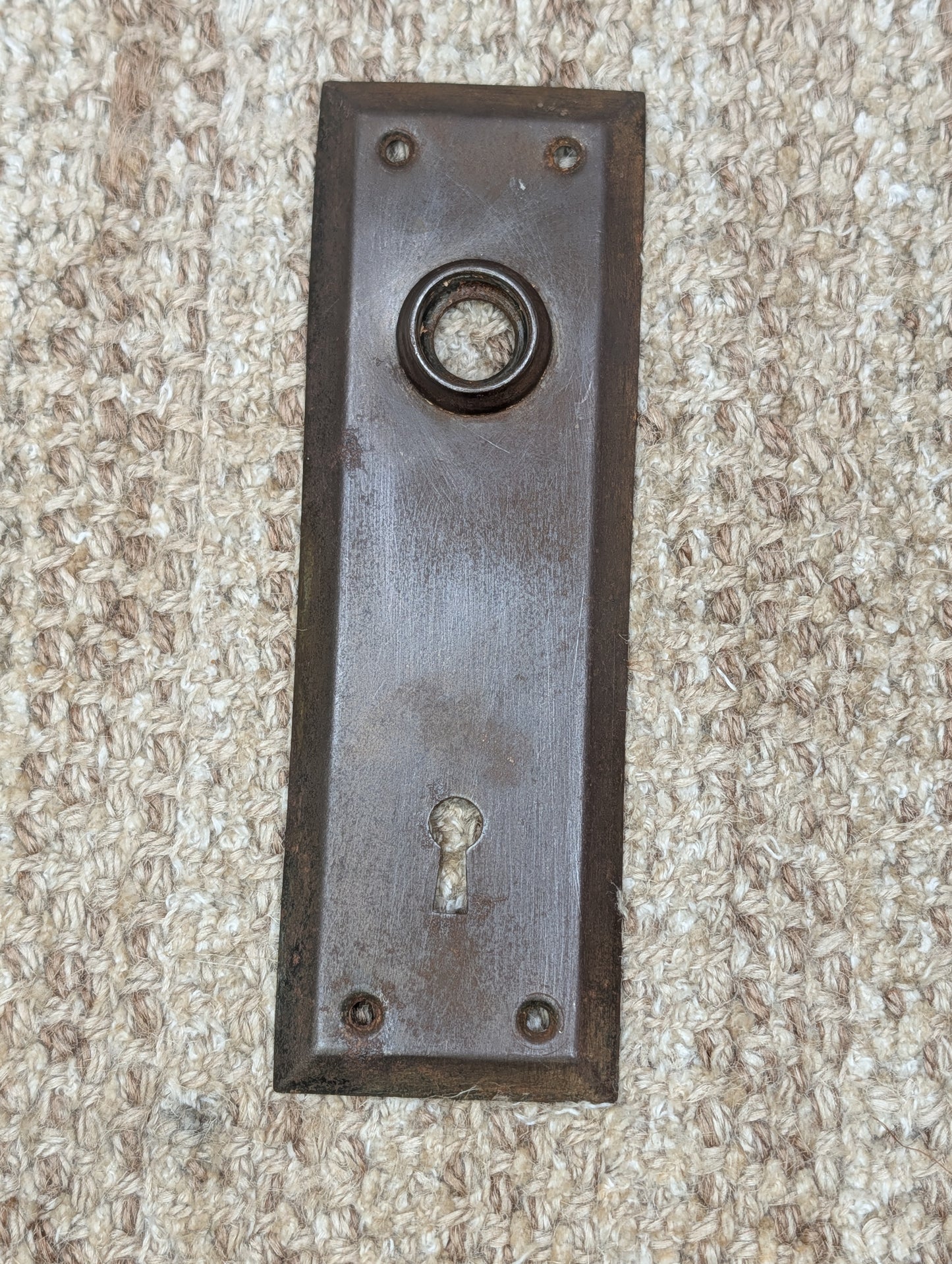2 1/4" x 6 7/8" Antique Steel Door Knob Plate