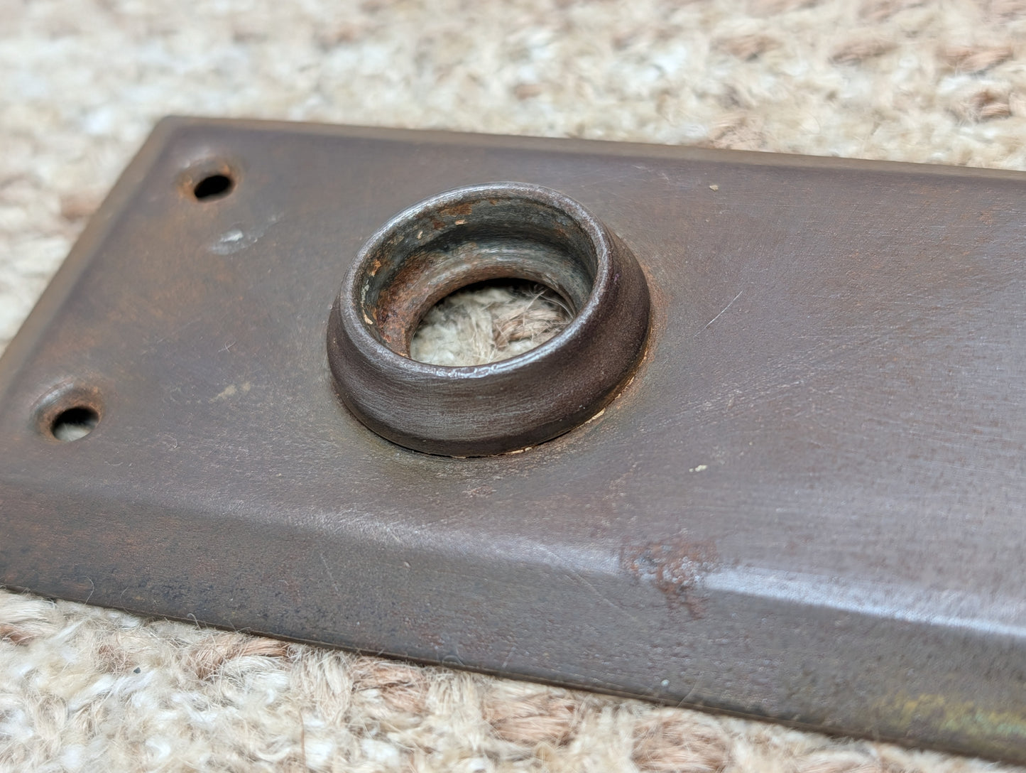 2 1/4" x 6 7/8" Antique Steel Door Knob Plate
