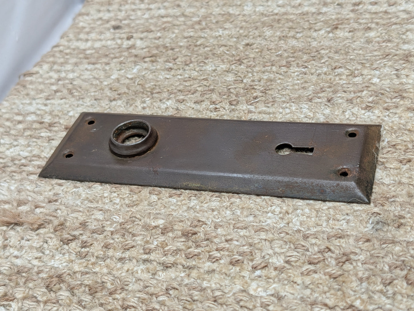 2 1/4" x 6 7/8" Antique Steel Door Knob Plate