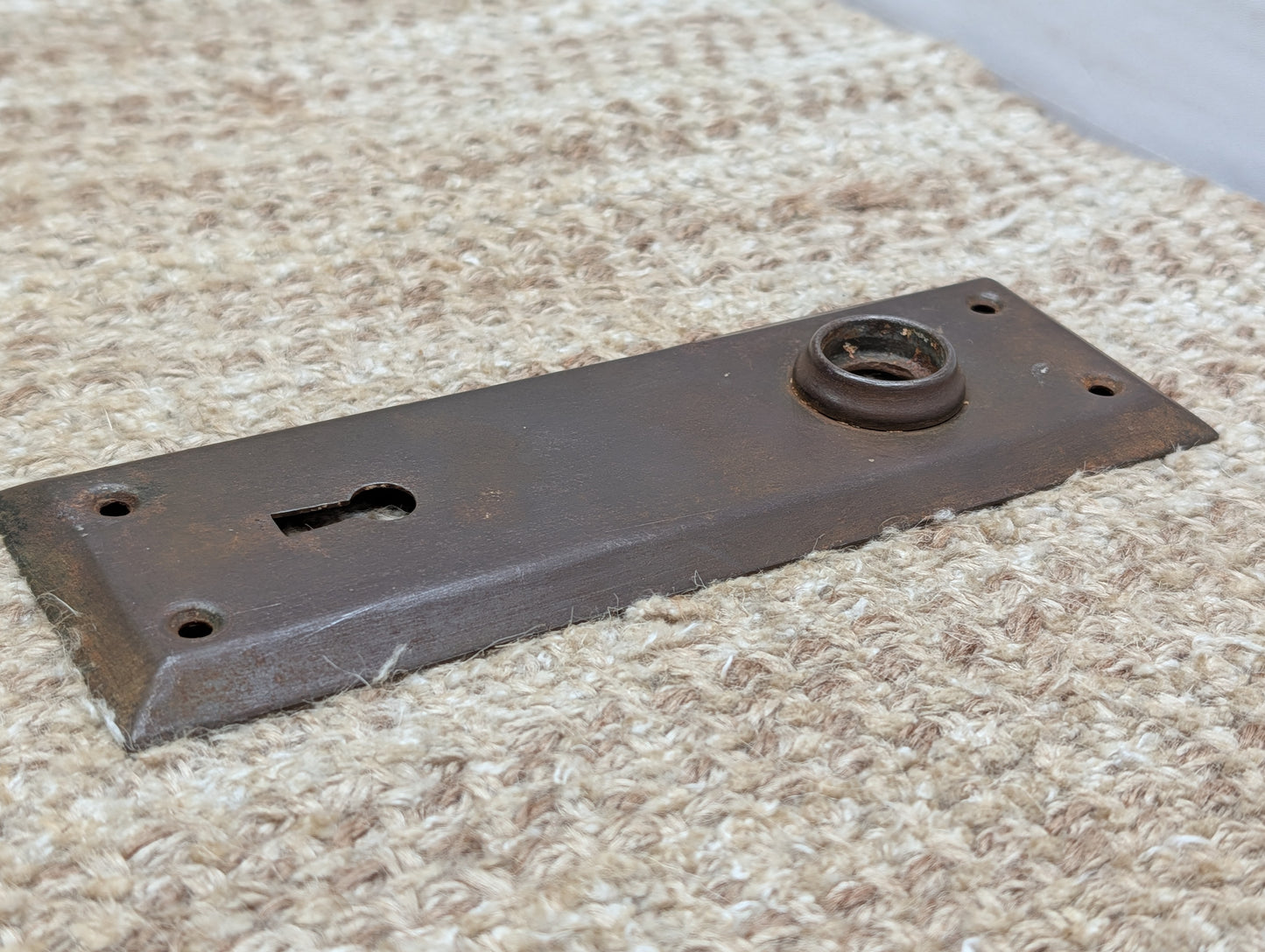 2 1/4" x 6 7/8" Antique Steel Door Knob Plate