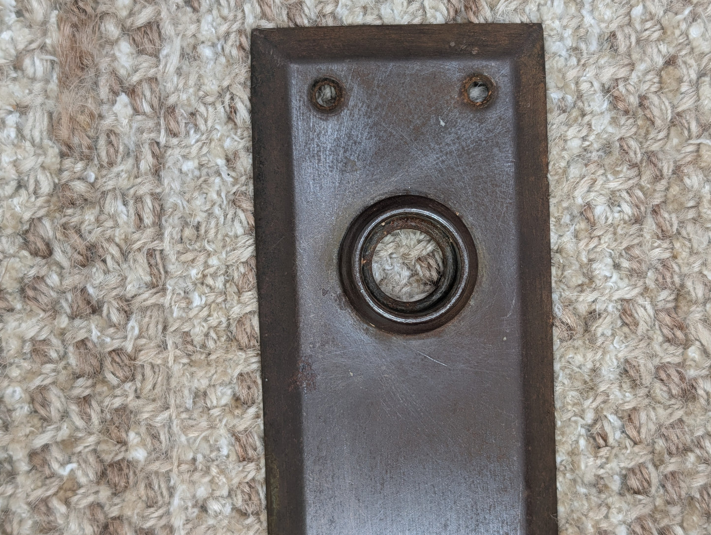 2 1/4" x 6 7/8" Antique Steel Door Knob Plate