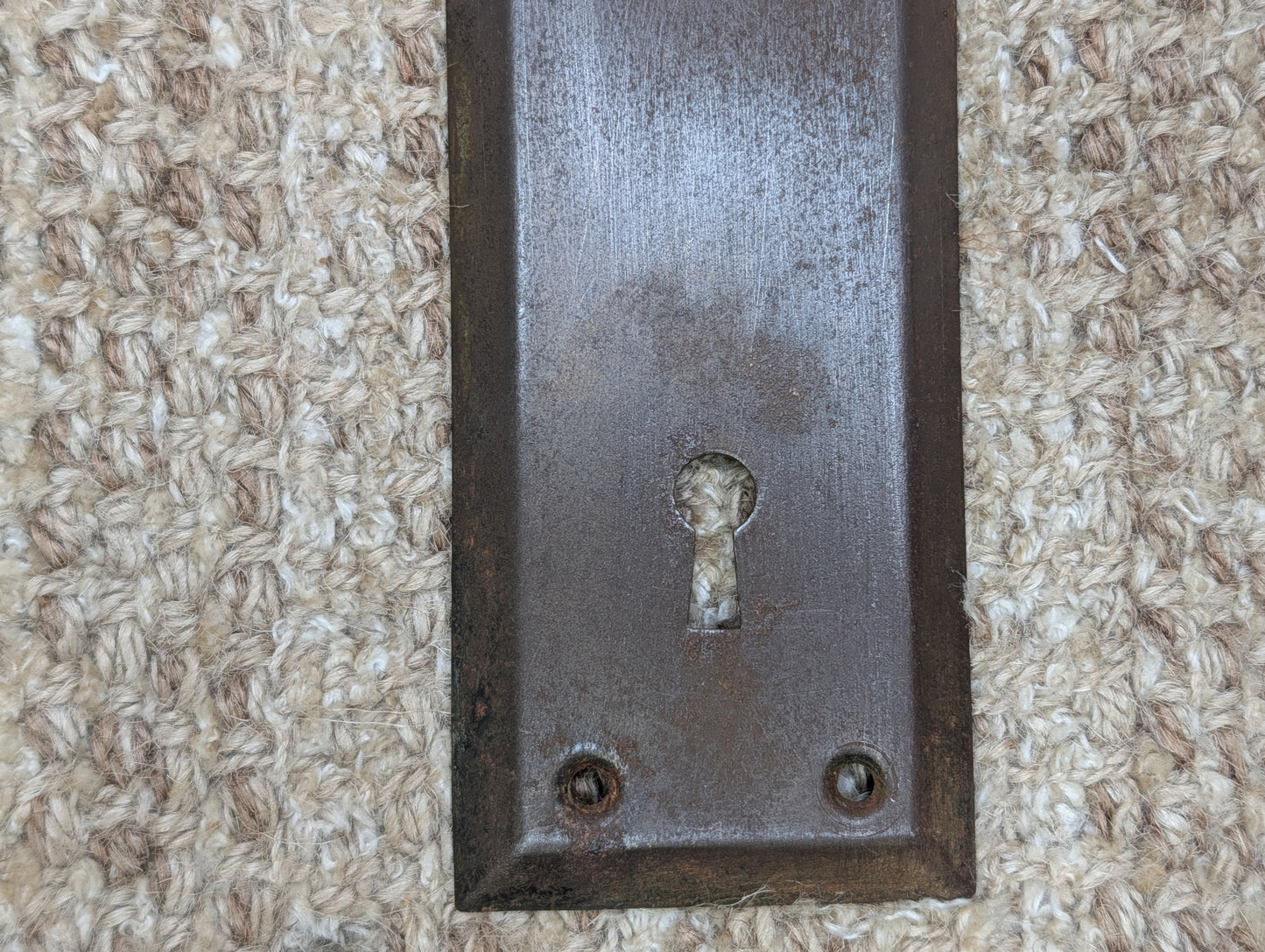 2 1/4" x 6 7/8" Antique Steel Door Knob Plate