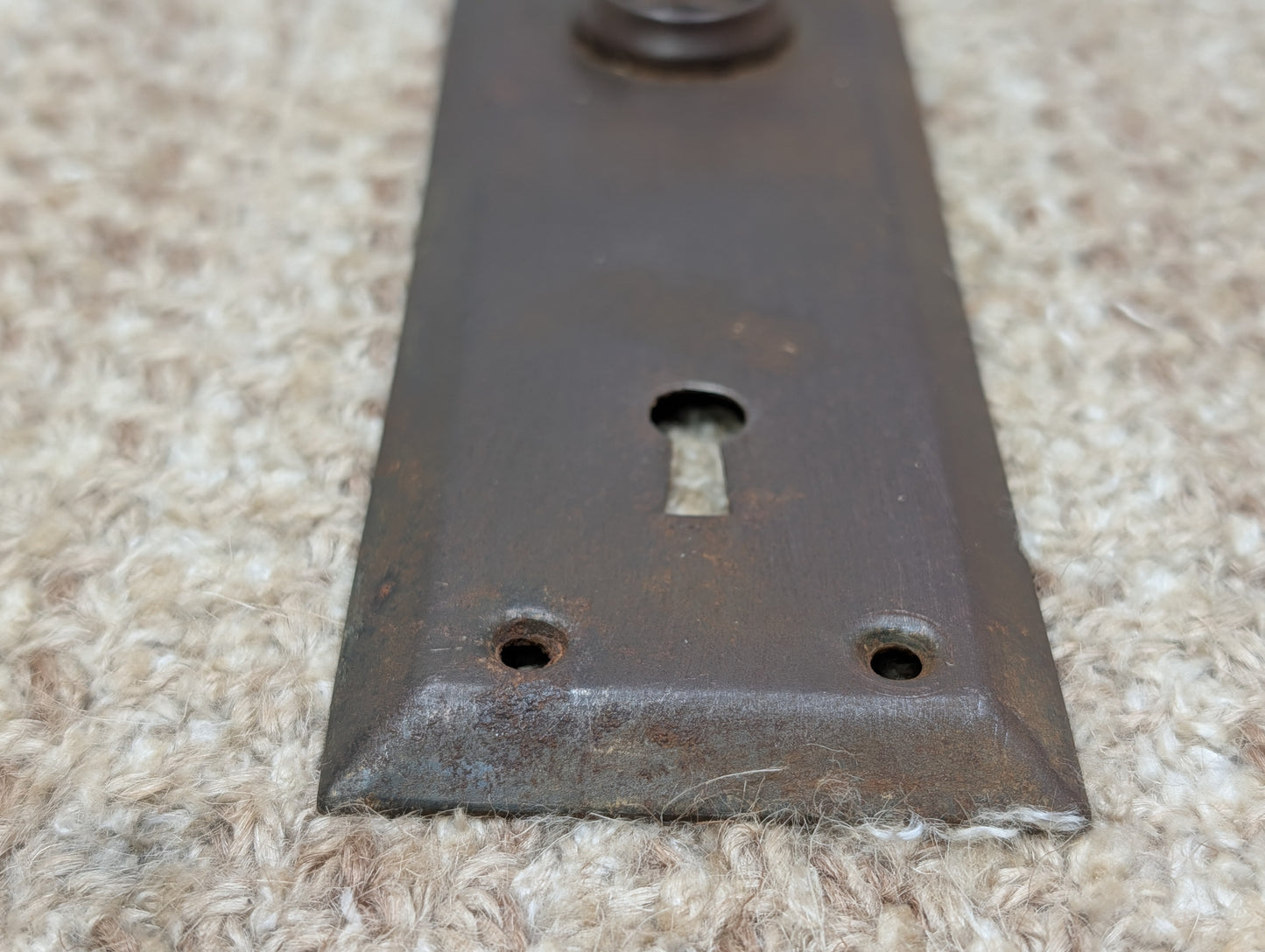 2 1/4" x 6 7/8" Antique Steel Door Knob Plate