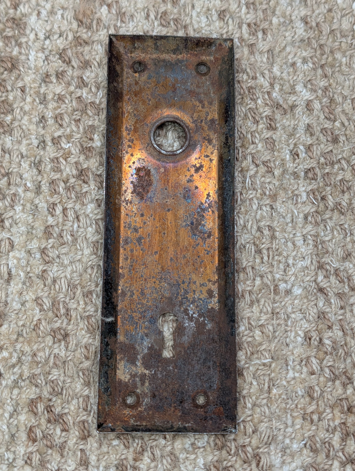 2 1/4" x 6 7/8" Antique Steel Door Knob Plate