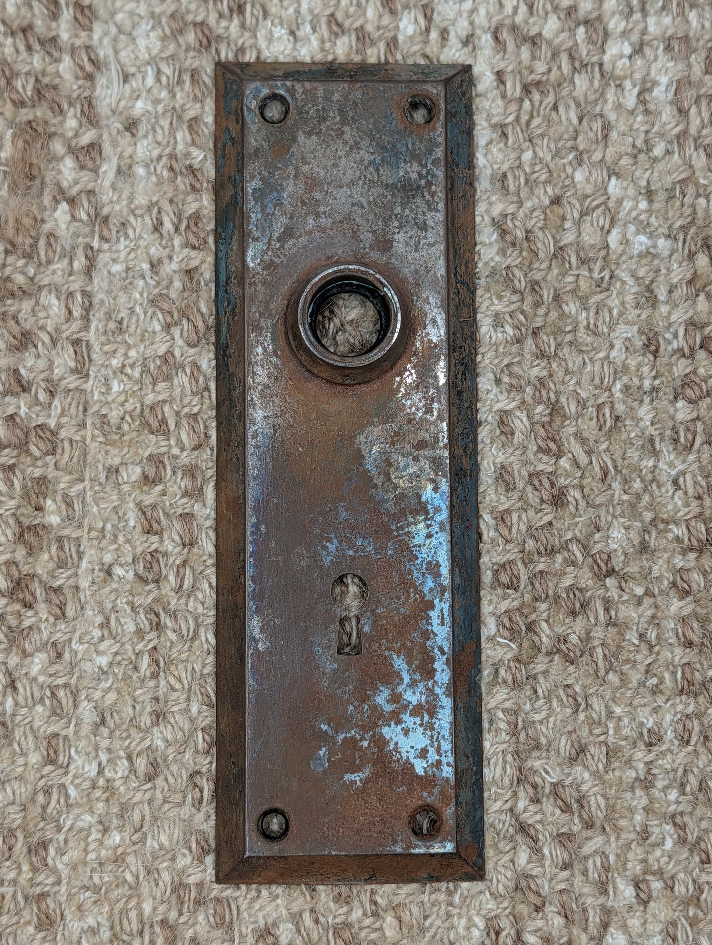 2 1/4" x 7" Antique Steel Door Knob Plate