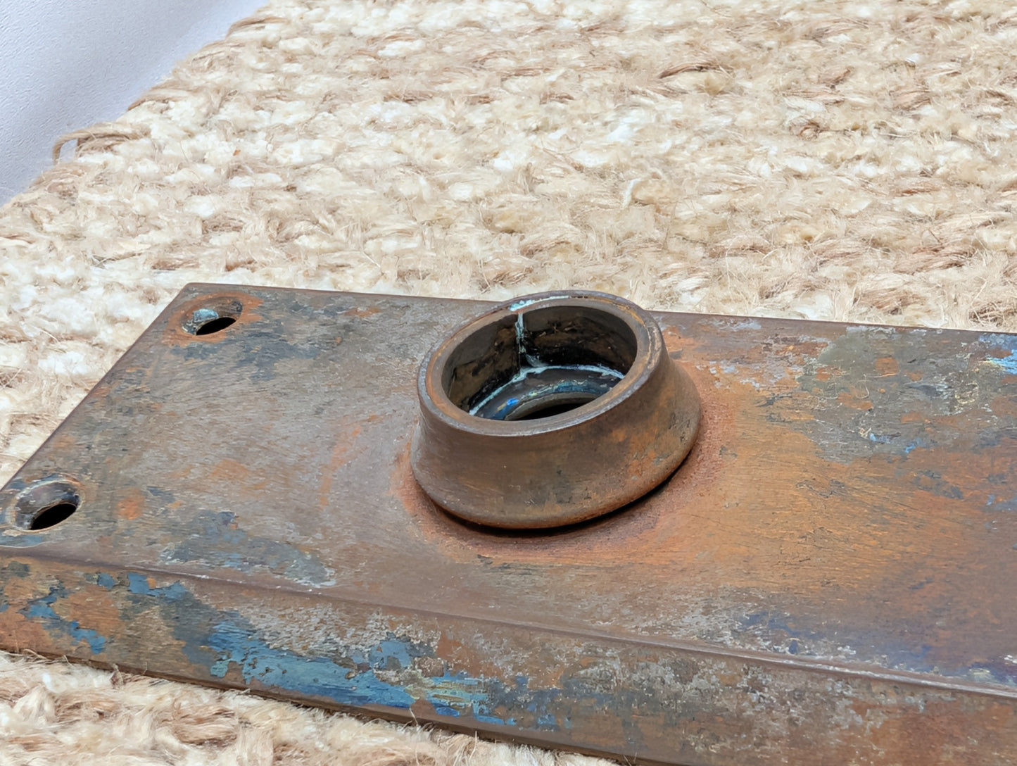 2 1/4" x 7" Antique Steel Door Knob Plate