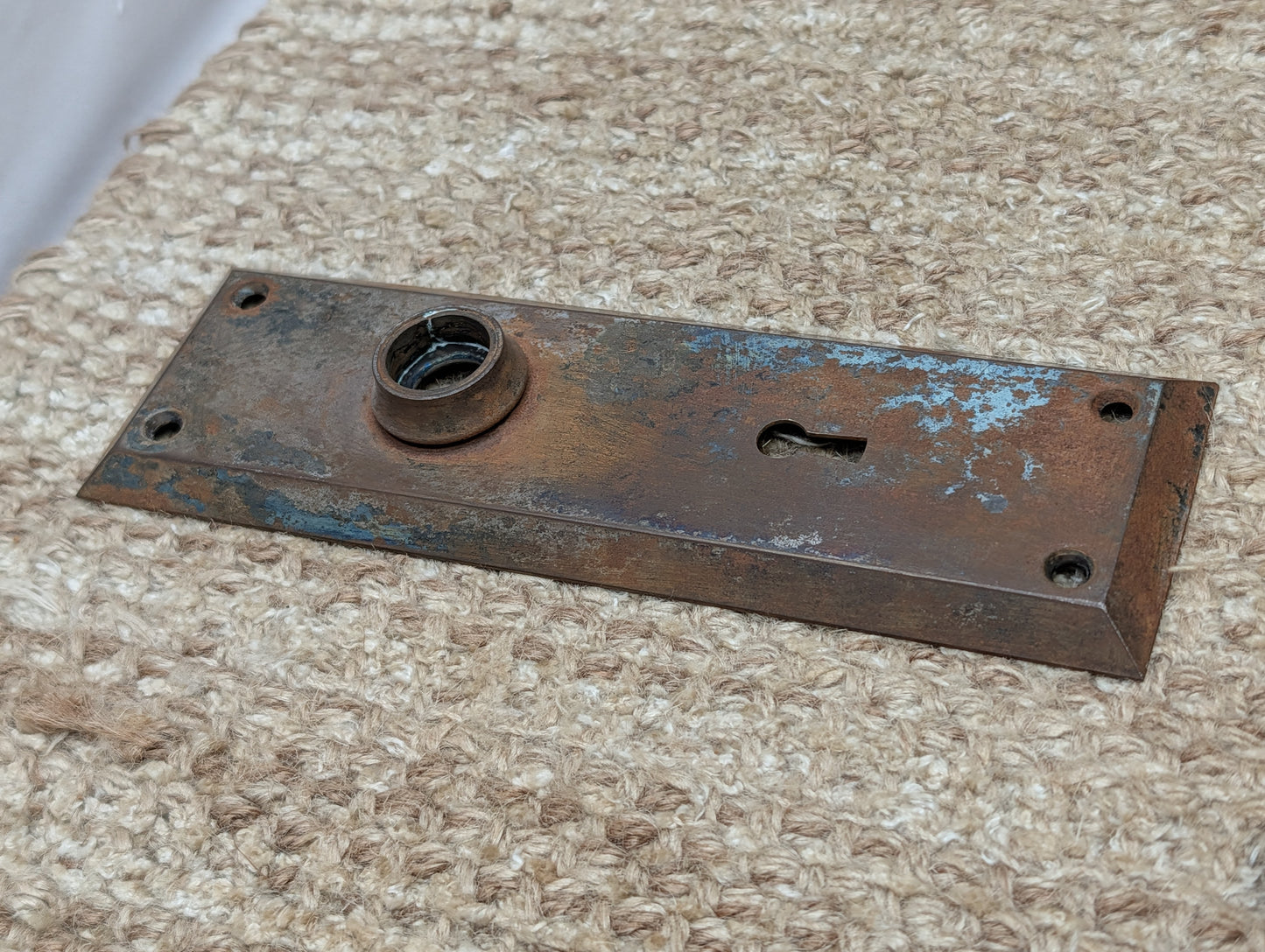 2 1/4" x 7" Antique Steel Door Knob Plate