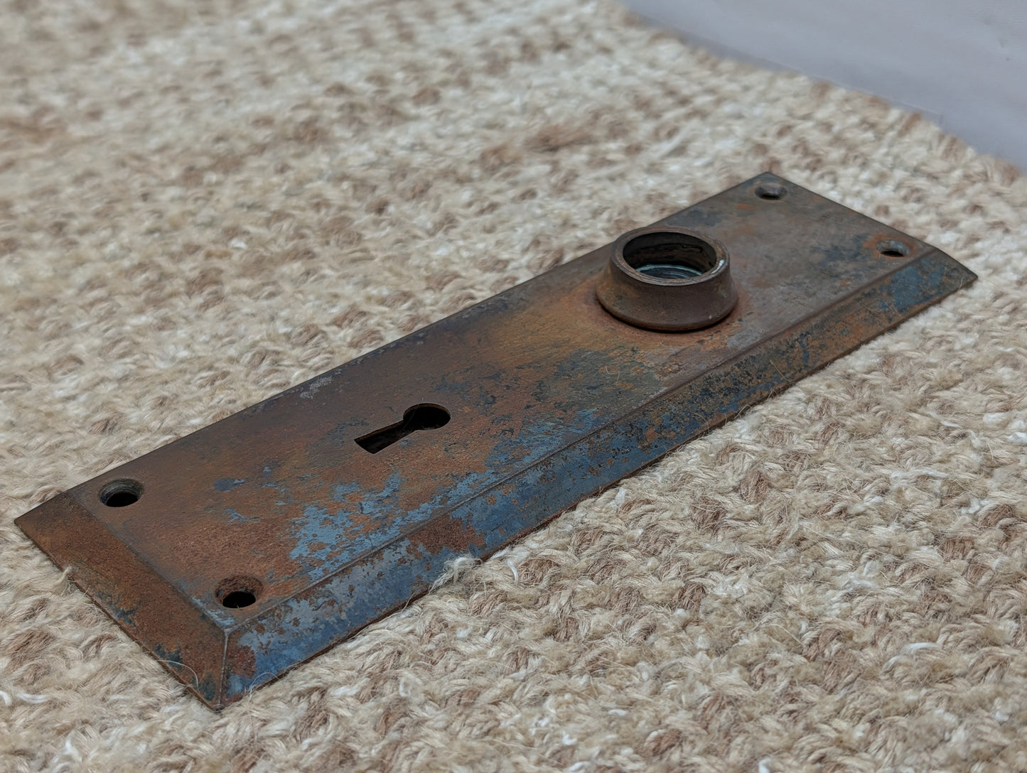 2 1/4" x 7" Antique Steel Door Knob Plate