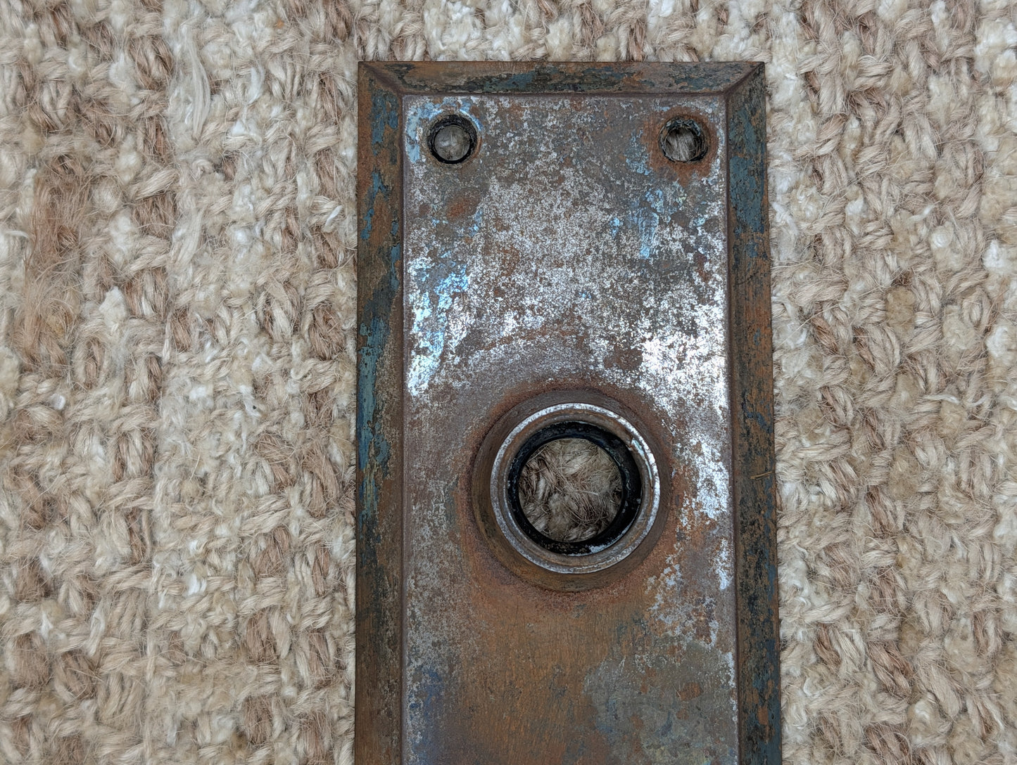 2 1/4" x 7" Antique Steel Door Knob Plate