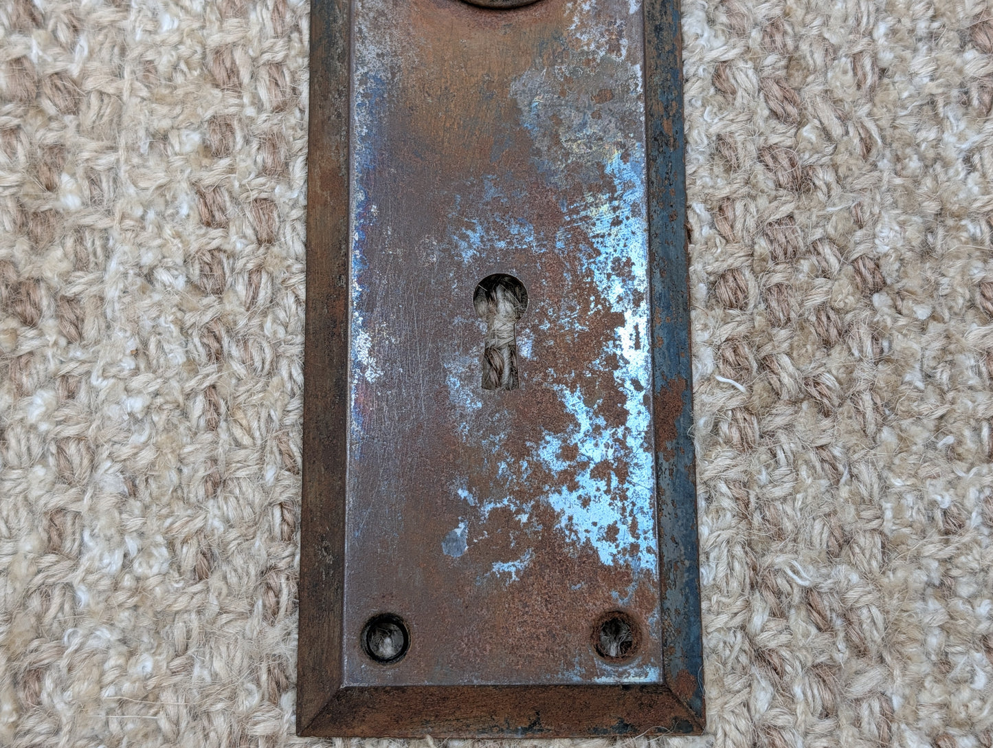 2 1/4" x 7" Antique Steel Door Knob Plate