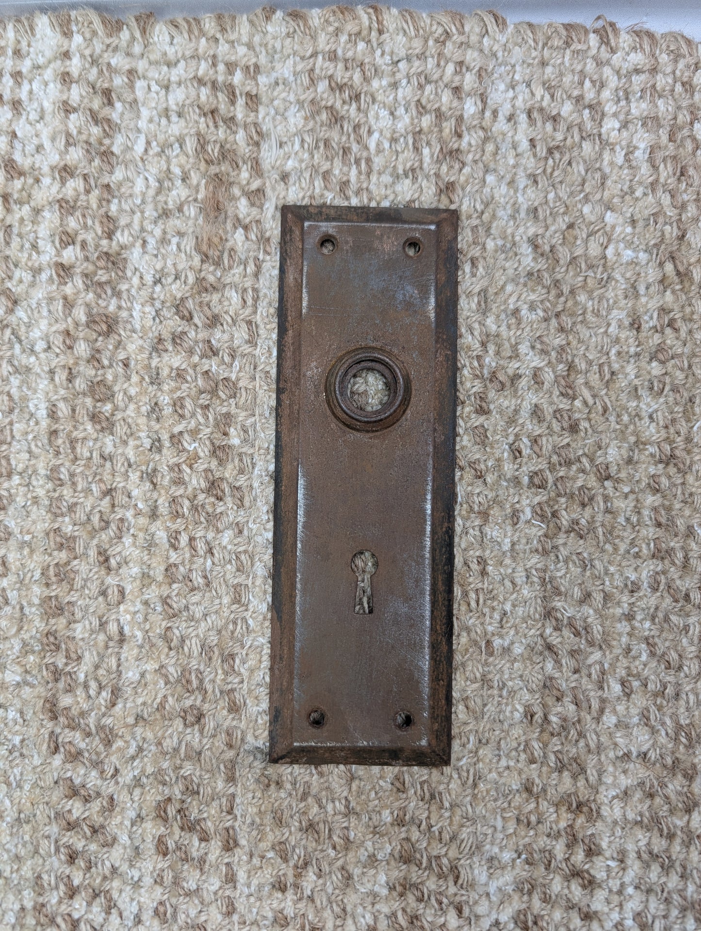 2 1/4" x 7" Antique Steel Door Knob Plate