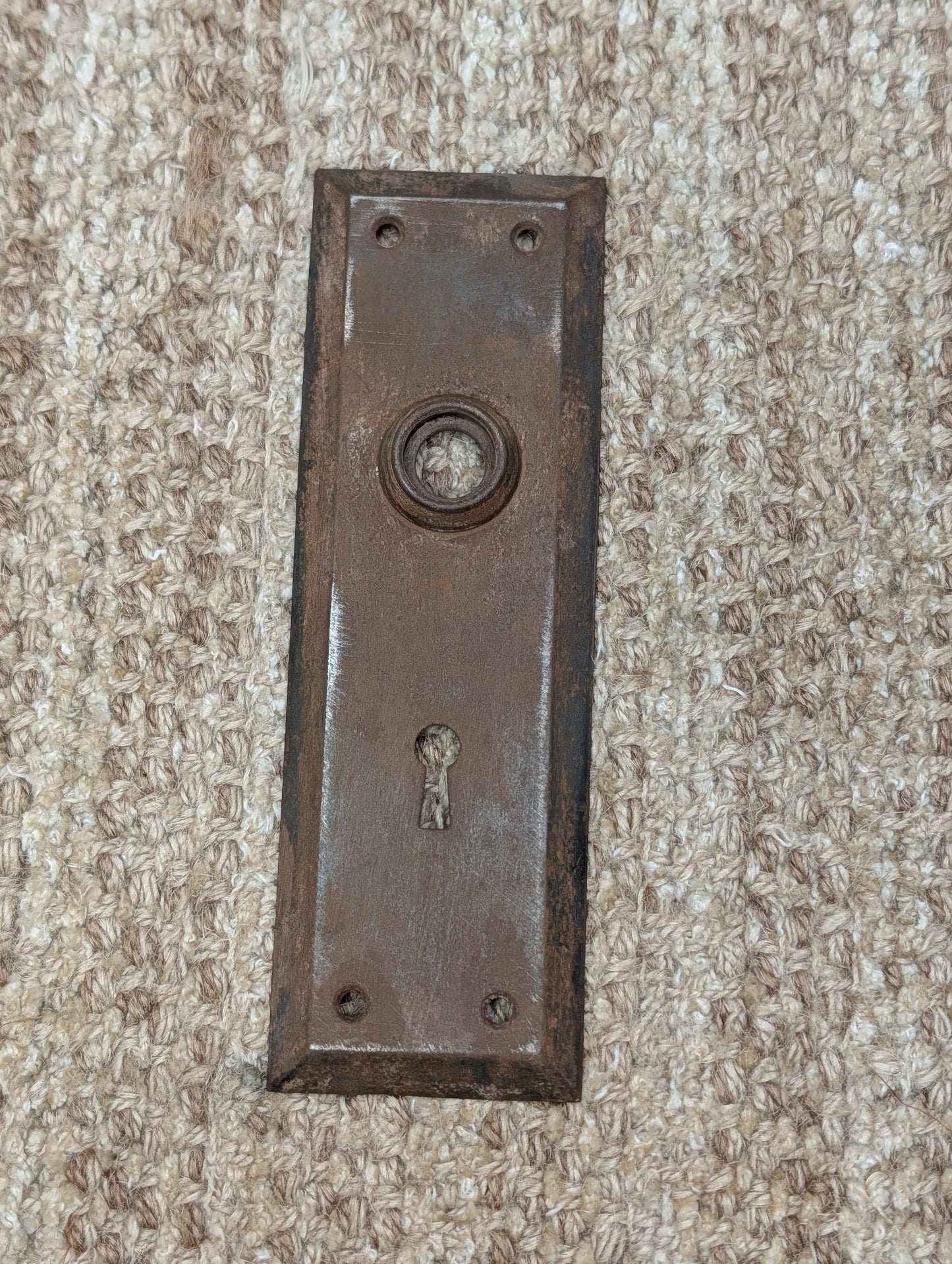2 1/4" x 7" Antique Steel Door Knob Plate