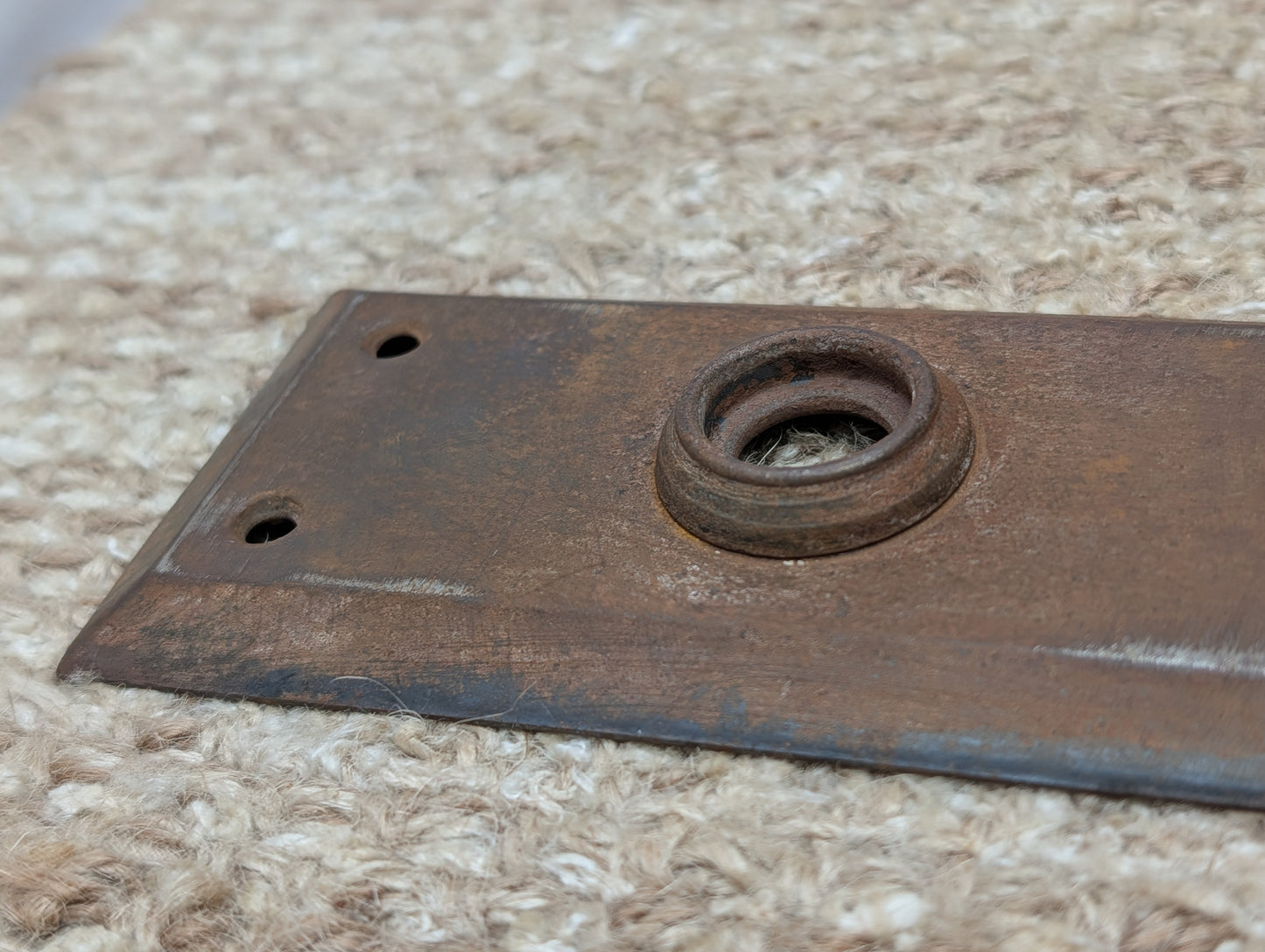 2 1/4" x 7" Antique Steel Door Knob Plate
