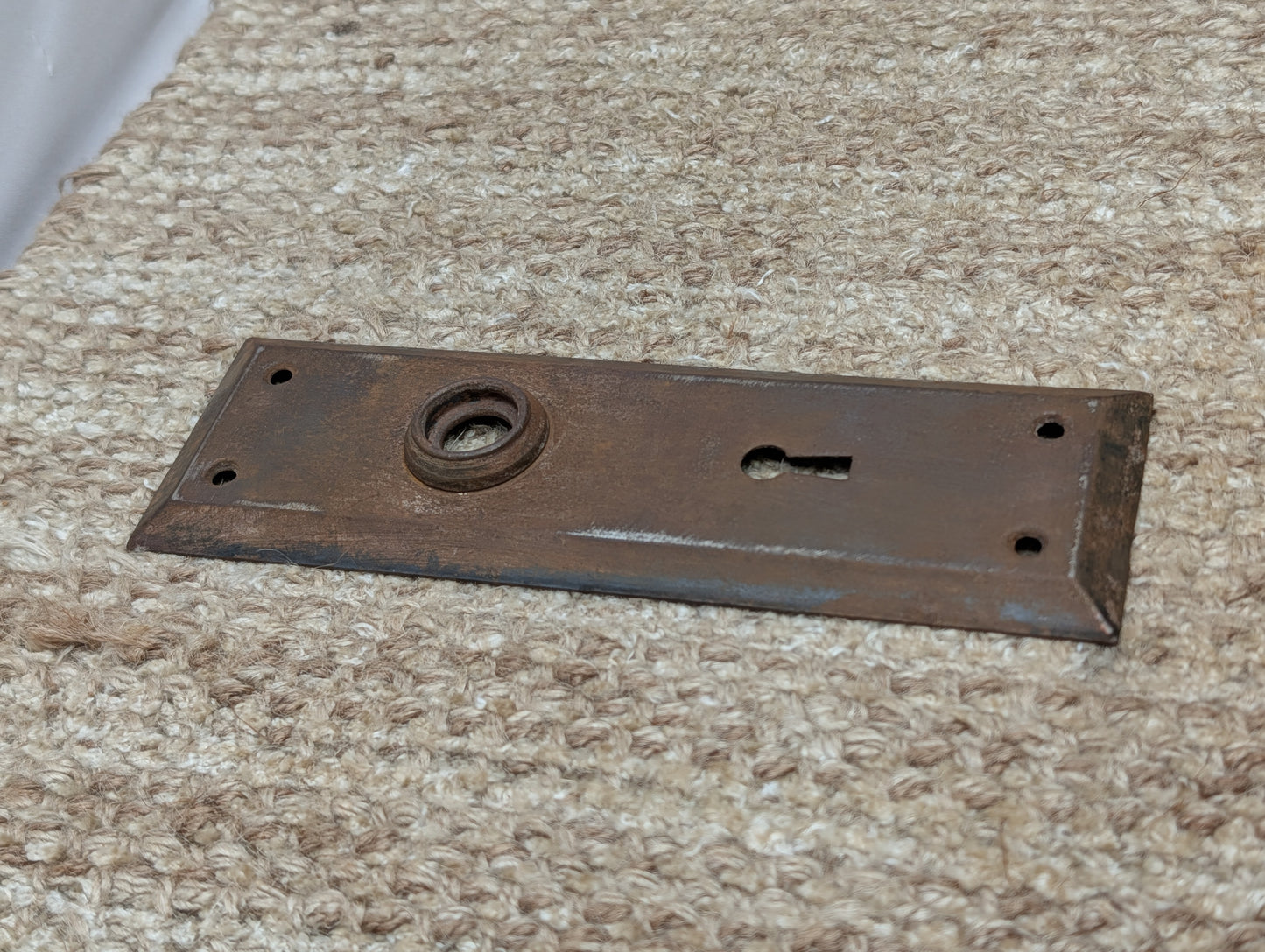 2 1/4" x 7" Antique Steel Door Knob Plate