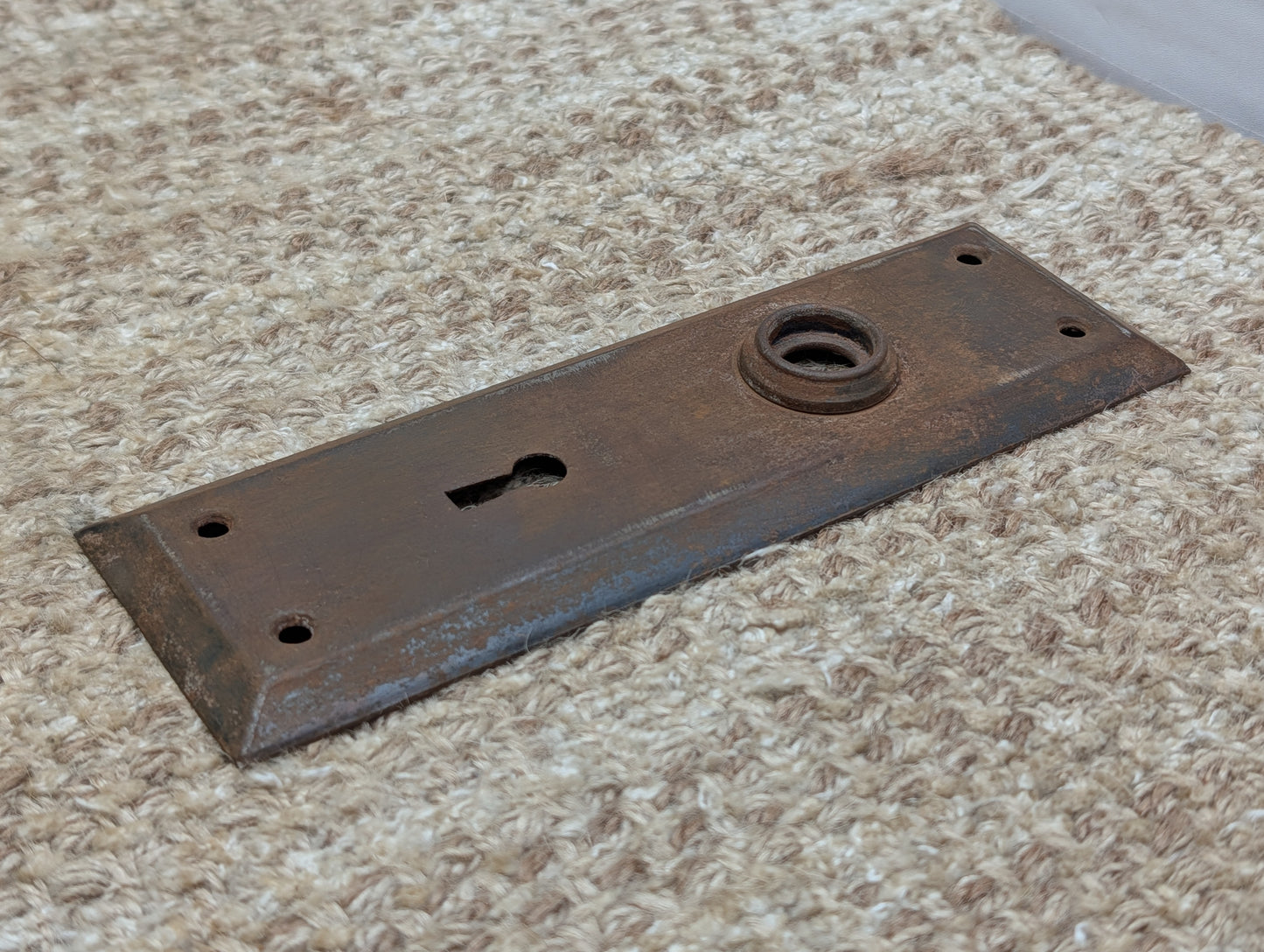 2 1/4" x 7" Antique Steel Door Knob Plate