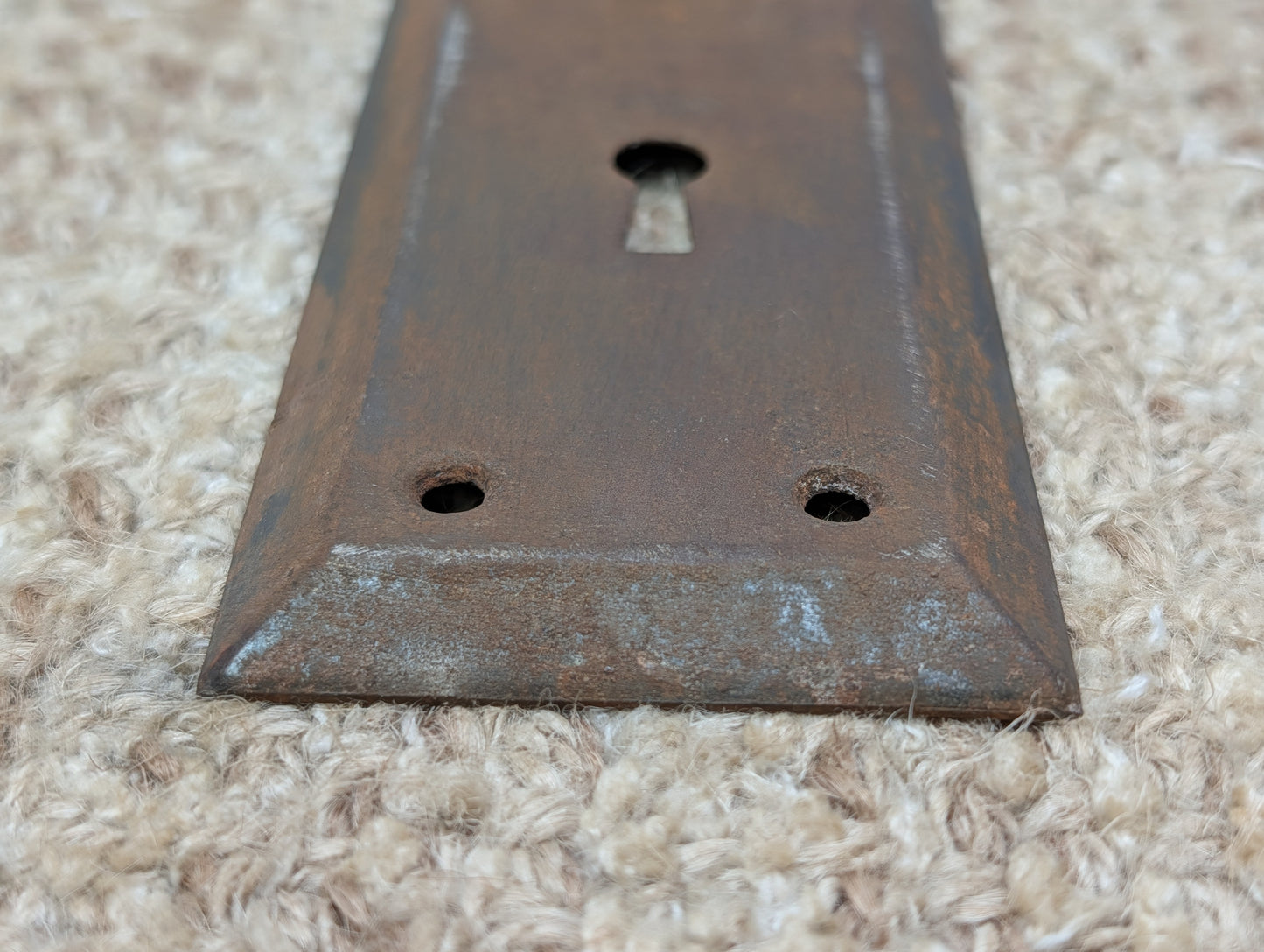 2 1/4" x 7" Antique Steel Door Knob Plate