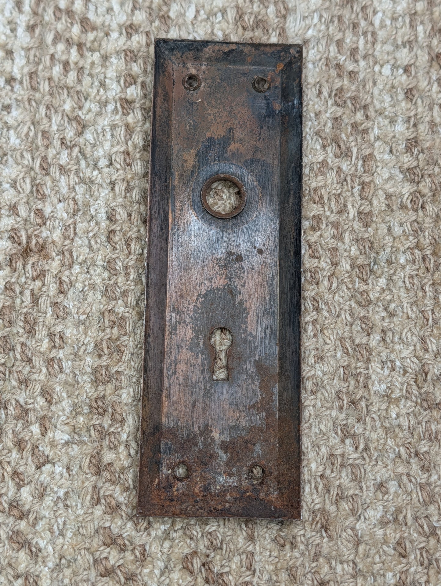 2 1/4" x 7" Antique Steel Door Knob Plate