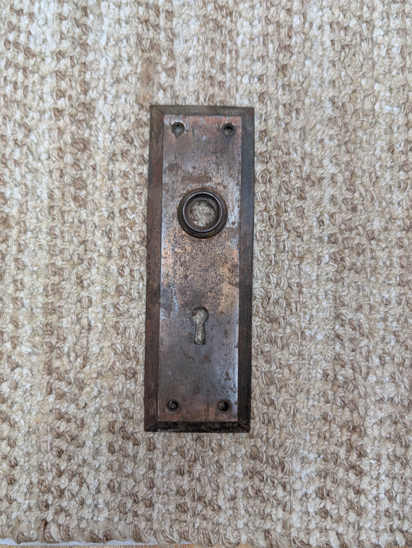 2 1/4" x 7" Antique Steel Door Knob Plate