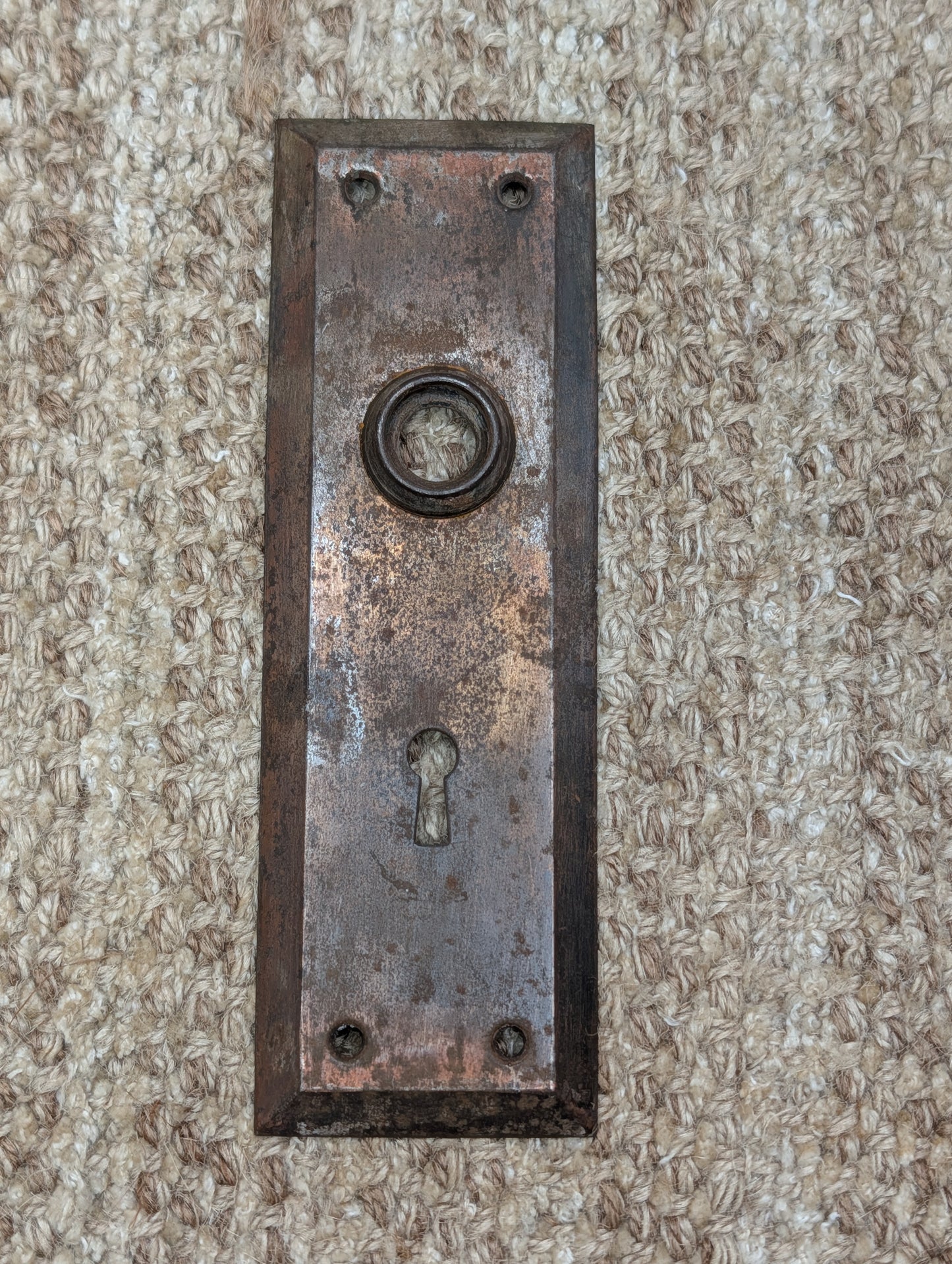 2 1/4" x 7" Antique Steel Door Knob Plate