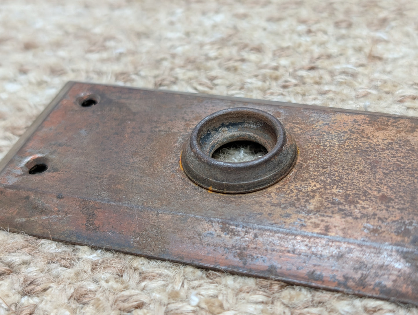 2 1/4" x 7" Antique Steel Door Knob Plate