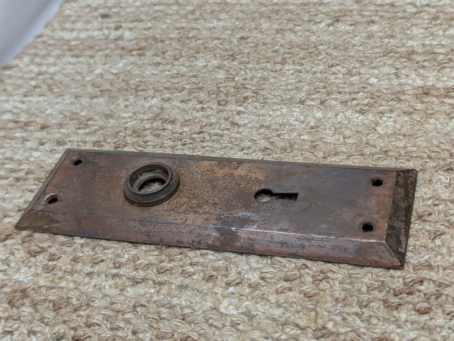 2 1/4" x 7" Antique Steel Door Knob Plate
