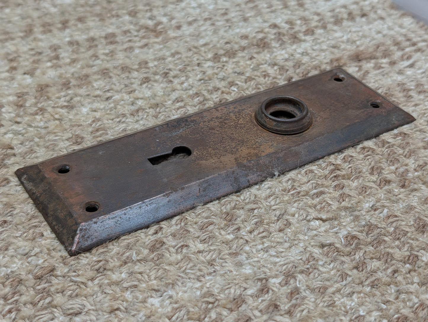 2 1/4" x 7" Antique Steel Door Knob Plate