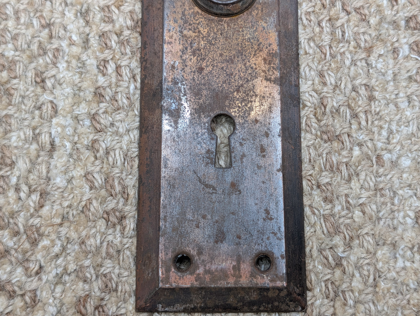 2 1/4" x 7" Antique Steel Door Knob Plate