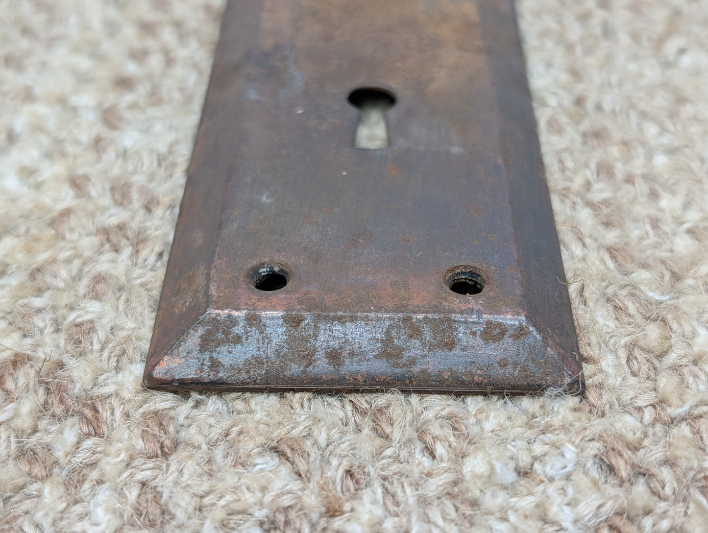 2 1/4" x 7" Antique Steel Door Knob Plate