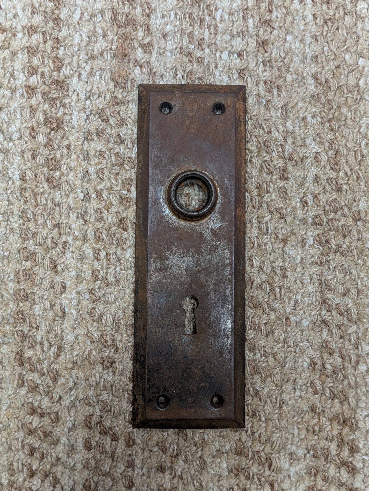 2 1/4" x 7" Antique Steel Door Knob Plate