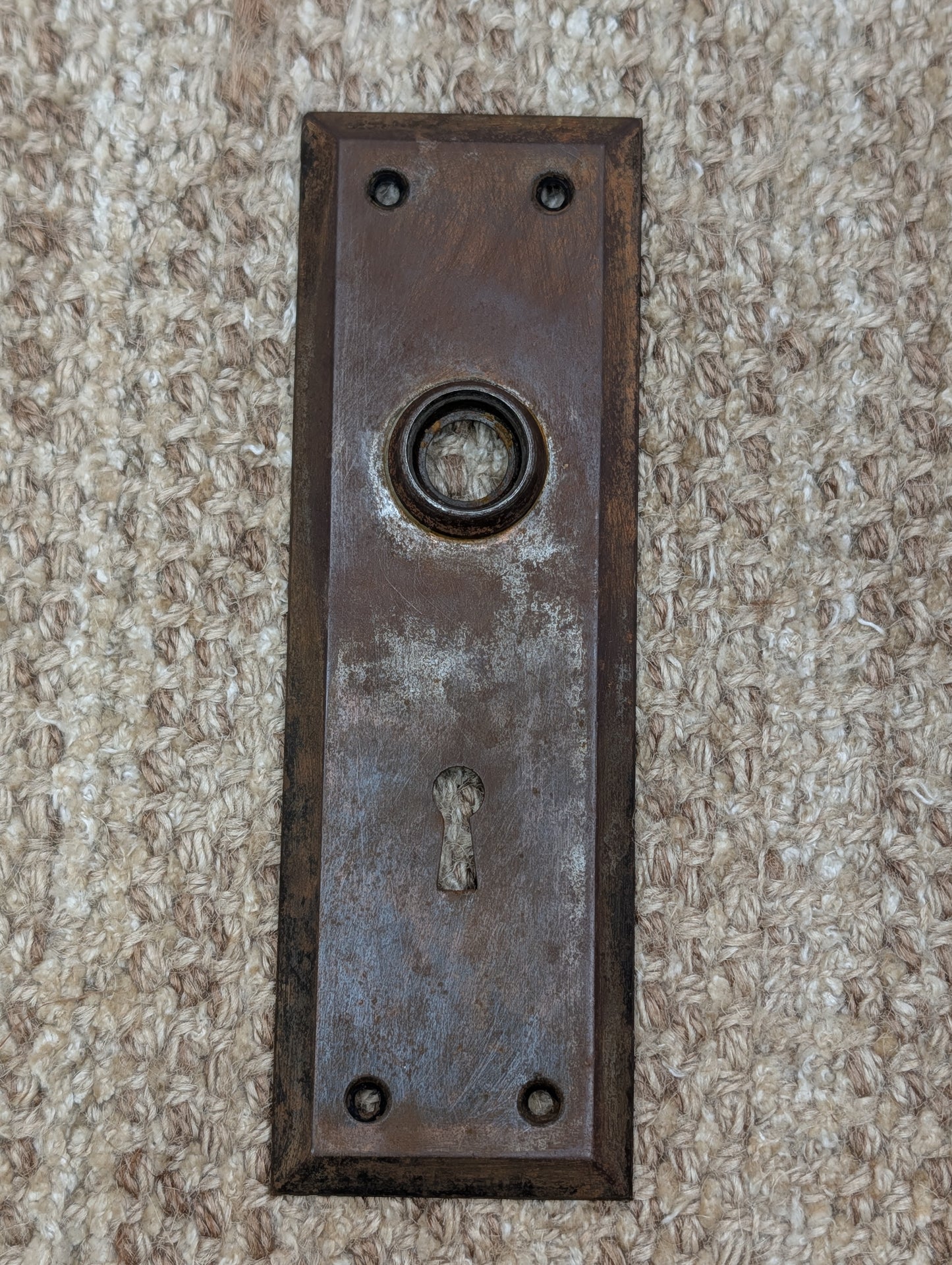 2 1/4" x 7" Antique Steel Door Knob Plate