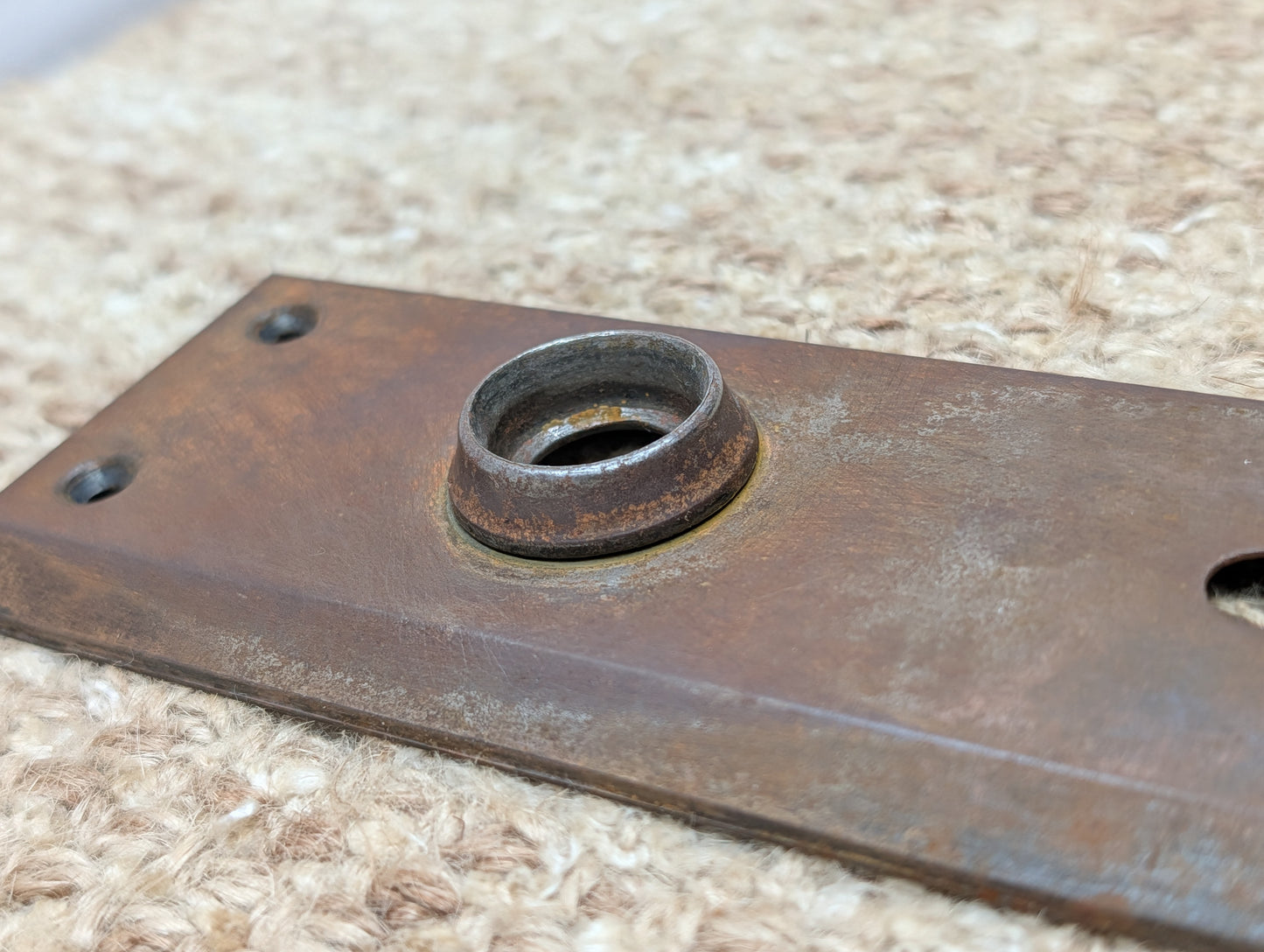 2 1/4" x 7" Antique Steel Door Knob Plate
