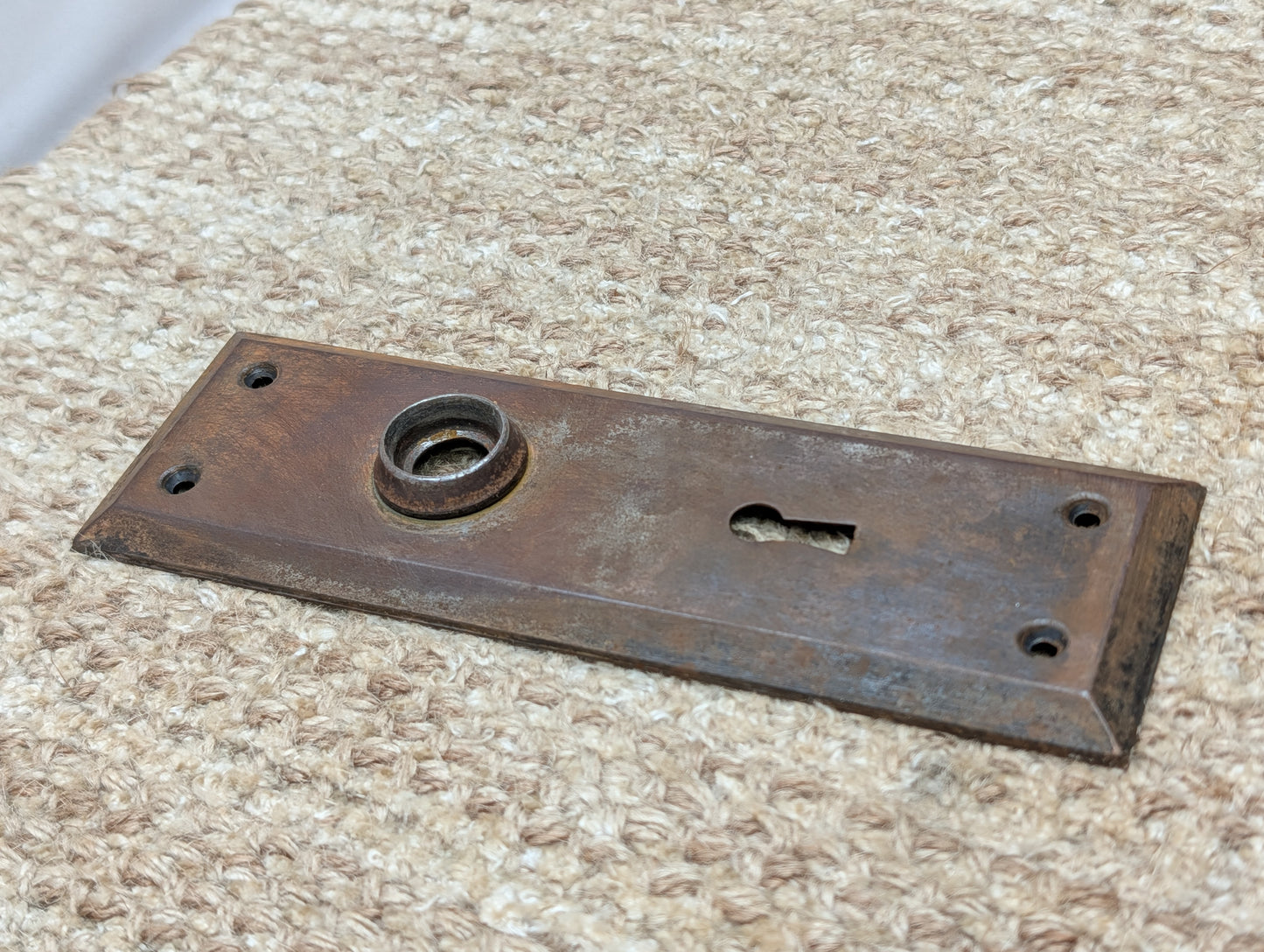 2 1/4" x 7" Antique Steel Door Knob Plate