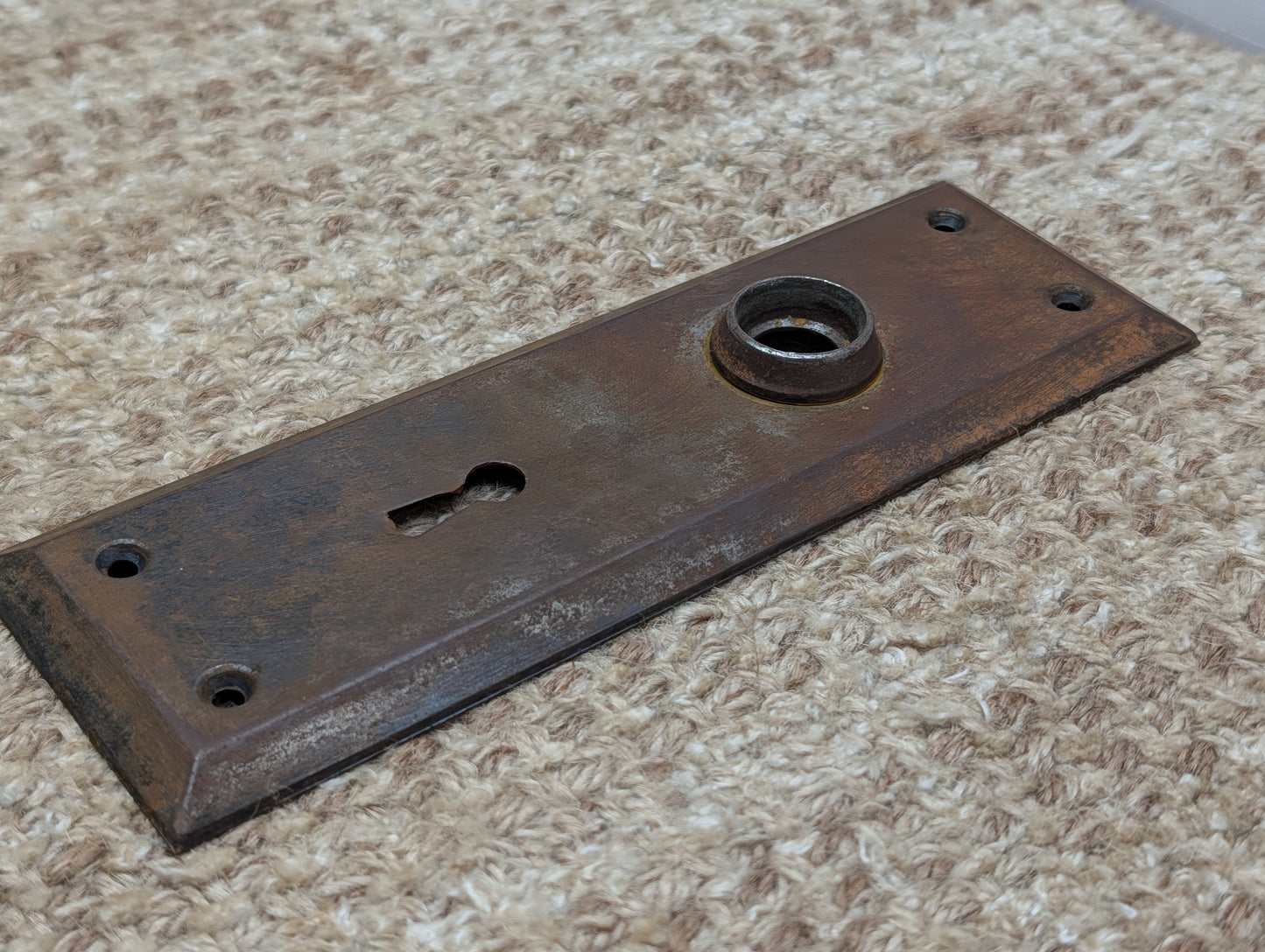 2 1/4" x 7" Antique Steel Door Knob Plate
