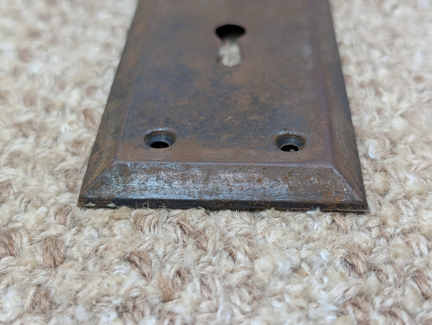 2 1/4" x 7" Antique Steel Door Knob Plate