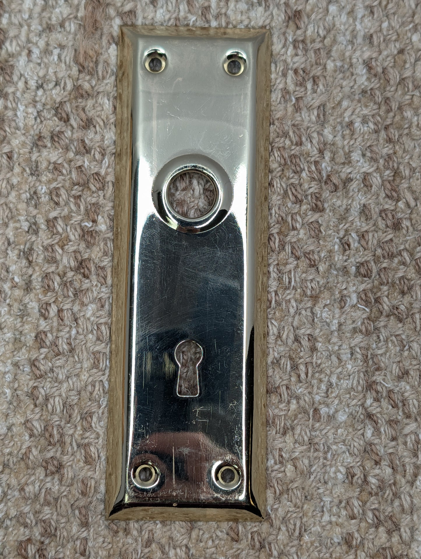 2 1/4" x 7 1/16" Antique Brass Plated Steel Door Knob Plate