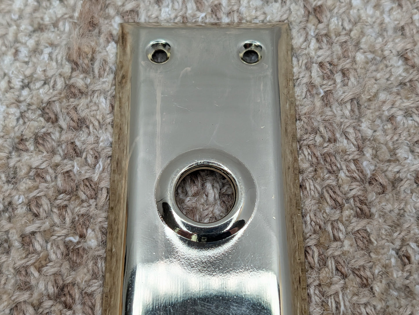 2 1/4" x 7 1/16" Antique Brass Plated Steel Door Knob Plate