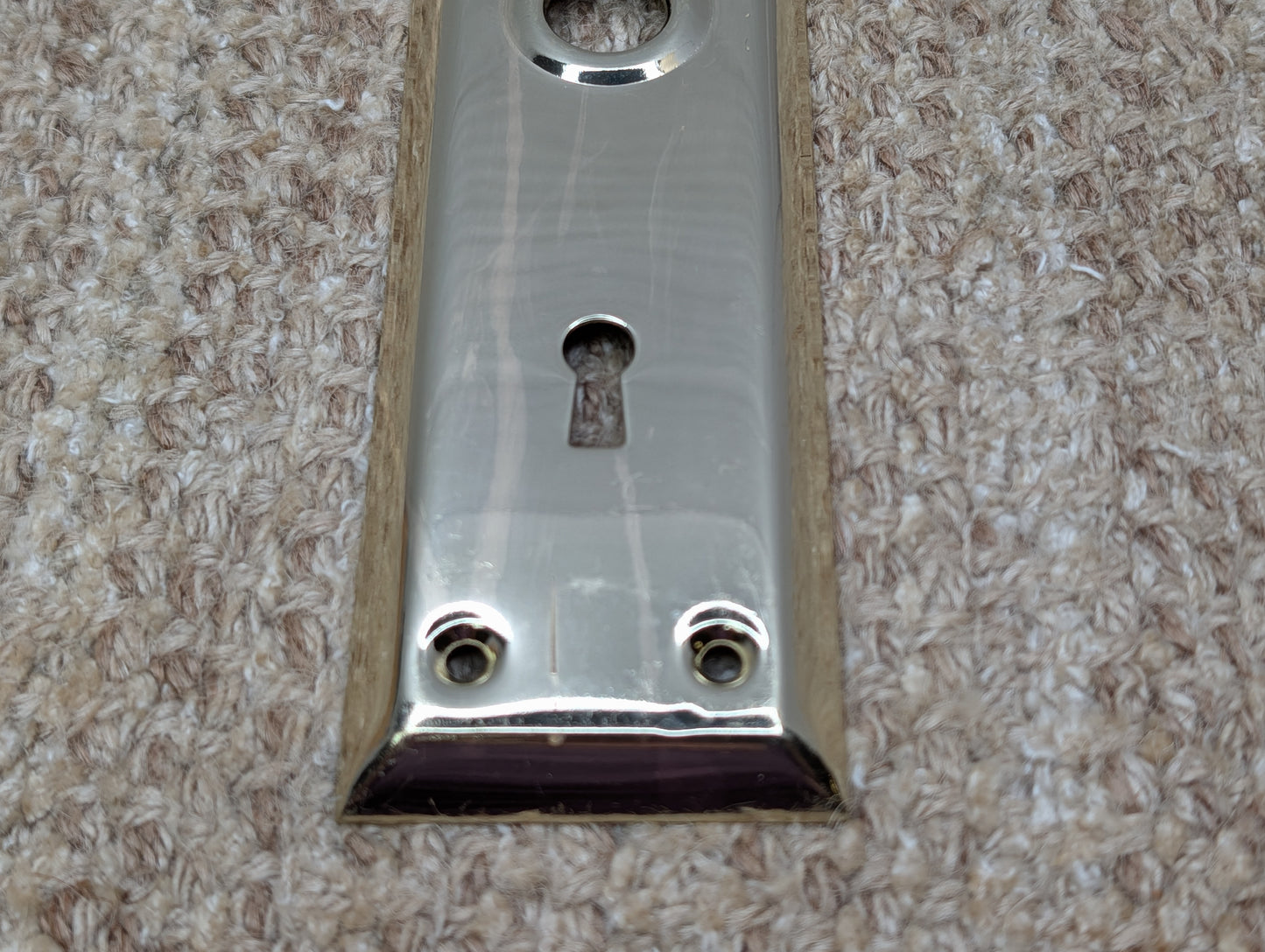 2 1/4" x 7 1/16" Antique Brass Plated Steel Door Knob Plate