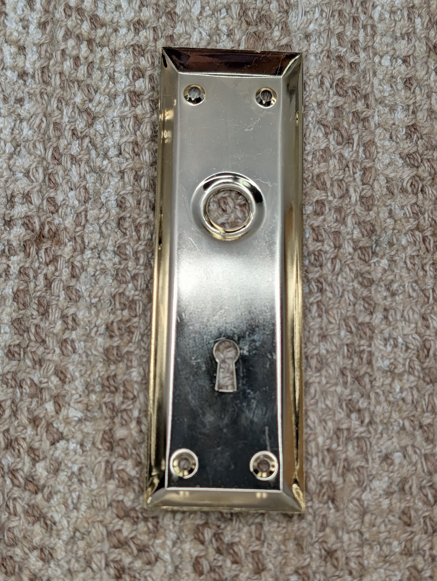 2 1/4" x 7 1/16" Antique Brass Plated Steel Door Knob Plate