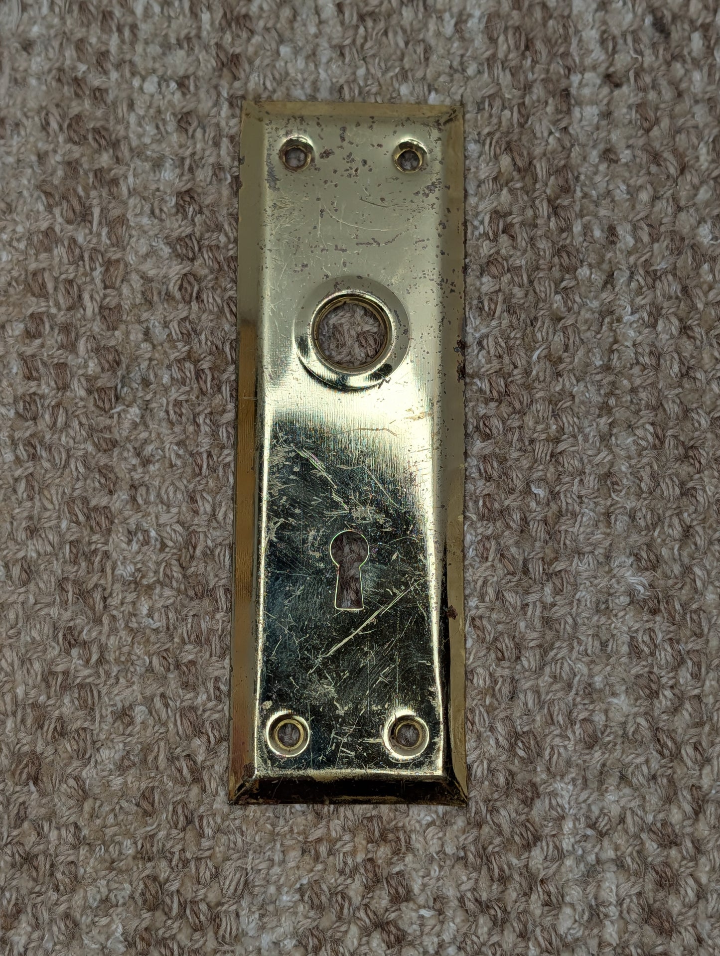 2 1/4" x 7 1/16" Antique Brass Plated Steel Door Knob Plate