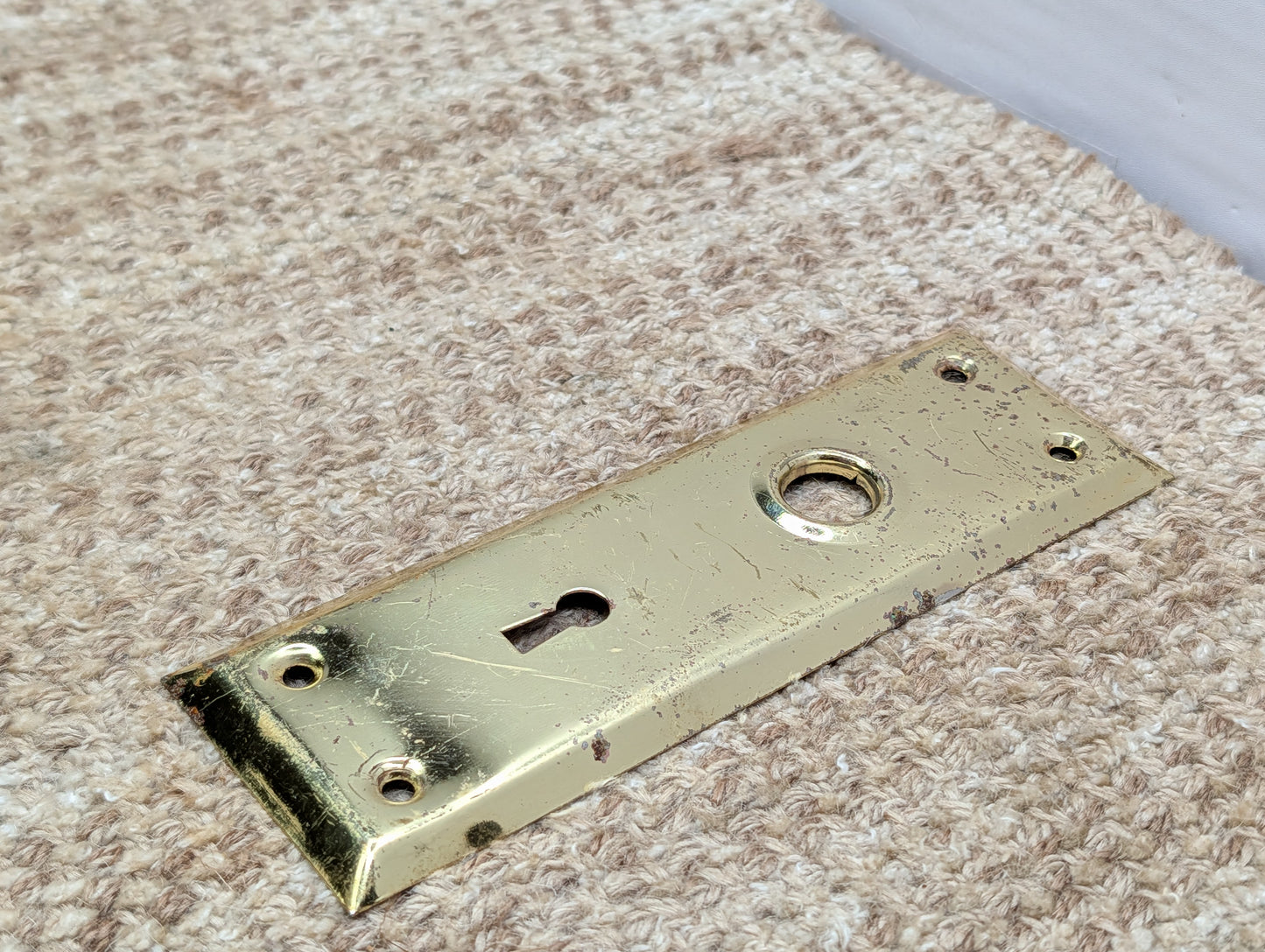2 1/4" x 7 1/16" Antique Brass Plated Steel Door Knob Plate