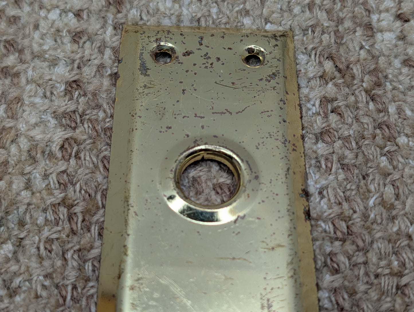 2 1/4" x 7 1/16" Antique Brass Plated Steel Door Knob Plate