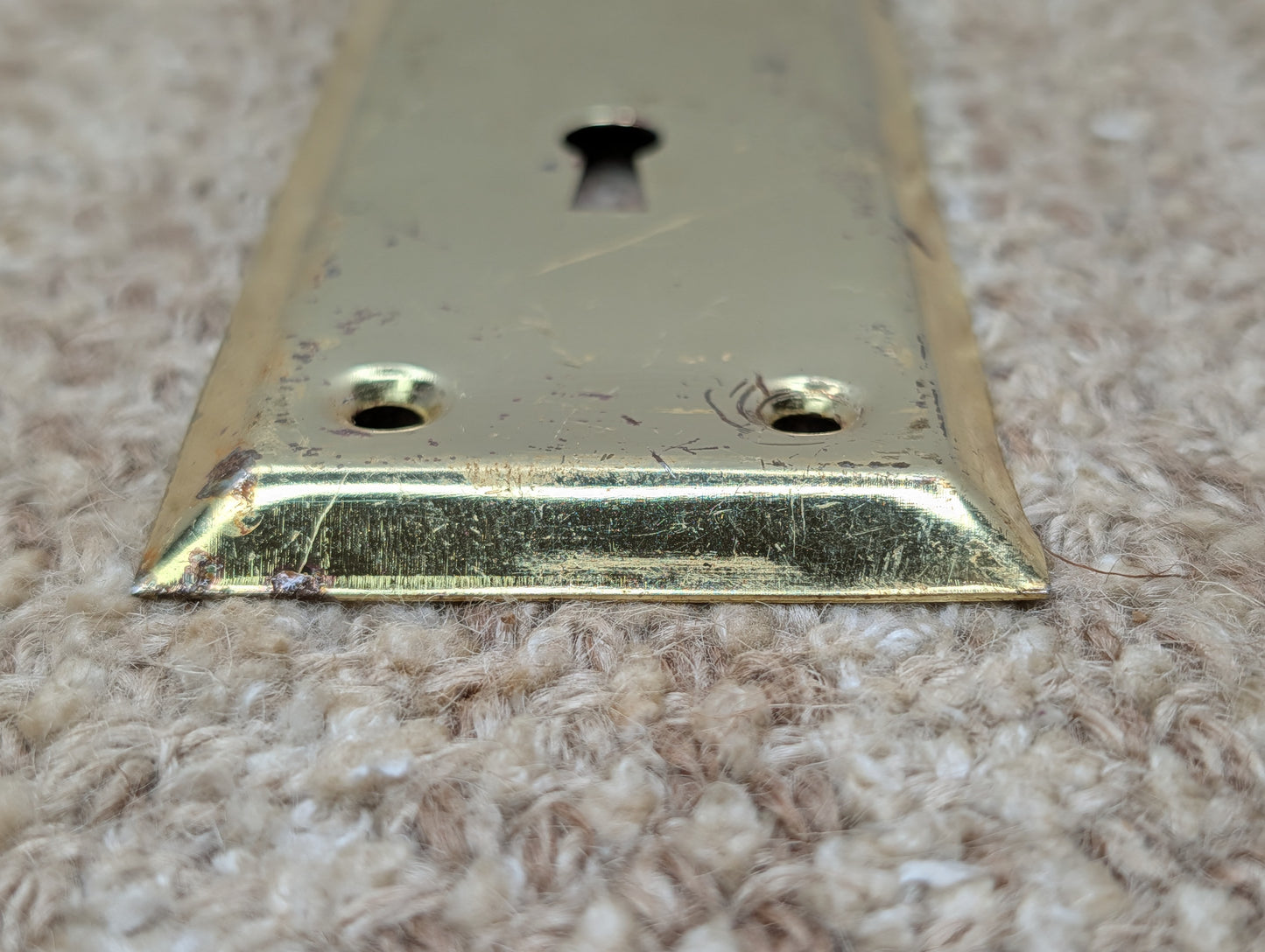 2 1/4" x 7 1/16" Antique Brass Plated Steel Door Knob Plate