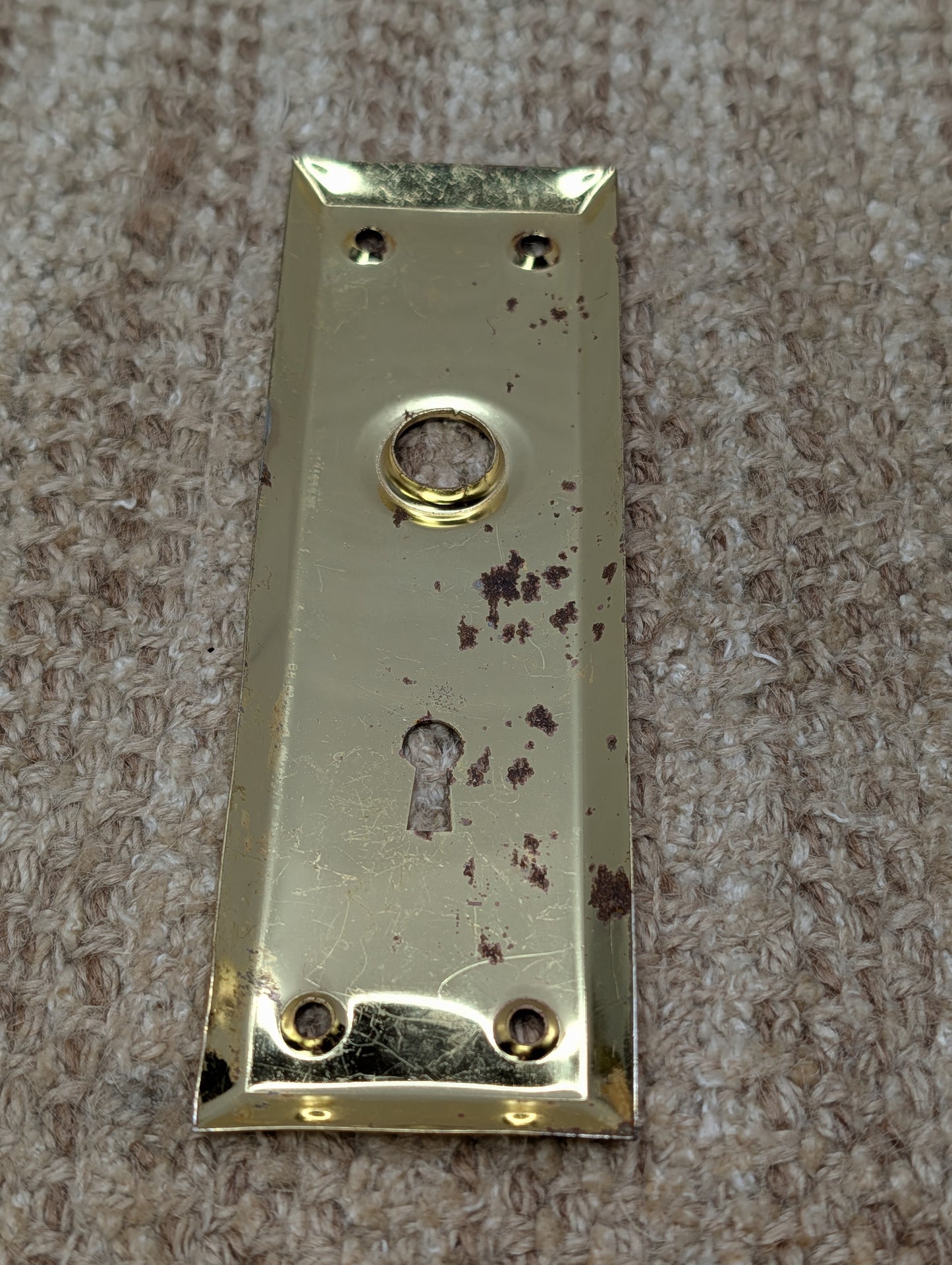 2 1/4" x 7 1/16" Antique Brass Plated Steel Door Knob Plate