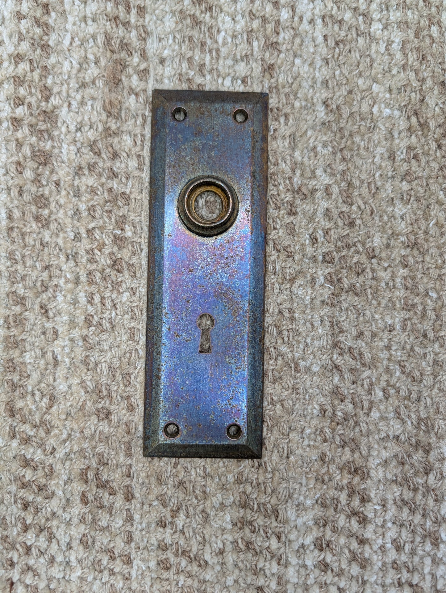 2 1/4" x 7" Antique Steel Door Knob Plate