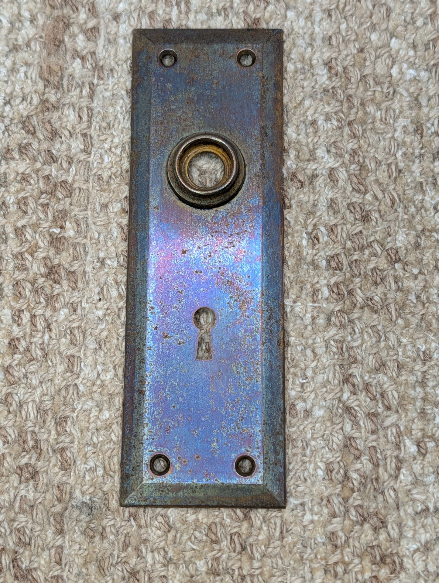 2 1/4" x 7" Antique Steel Door Knob Plate