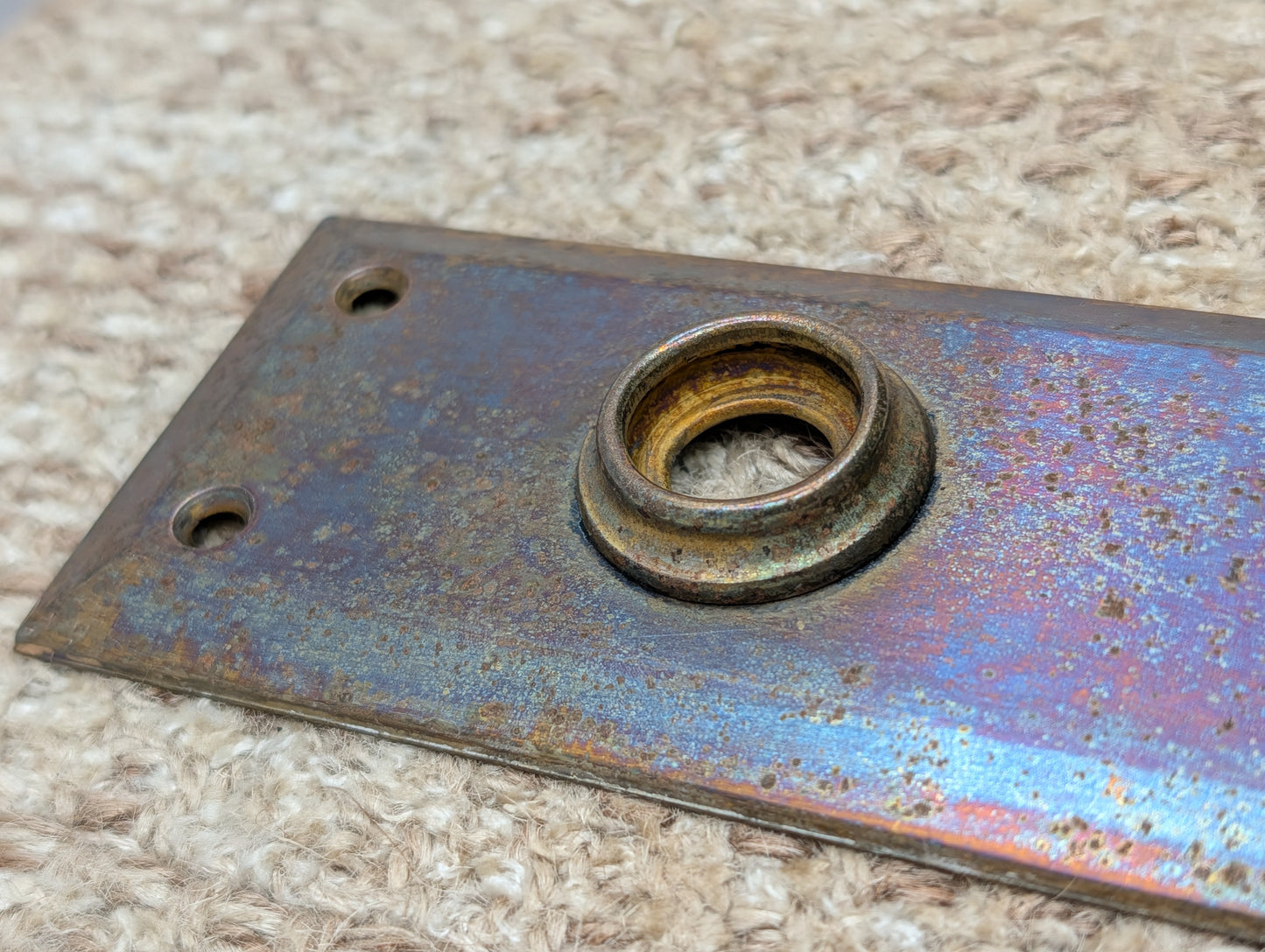 2 1/4" x 7" Antique Steel Door Knob Plate